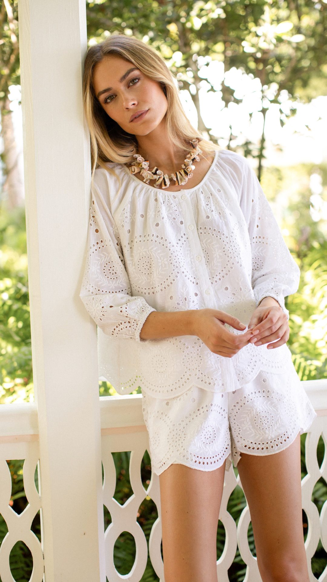 Laura Shorts - White Demi Eyelet – Marea by Liz Joy
