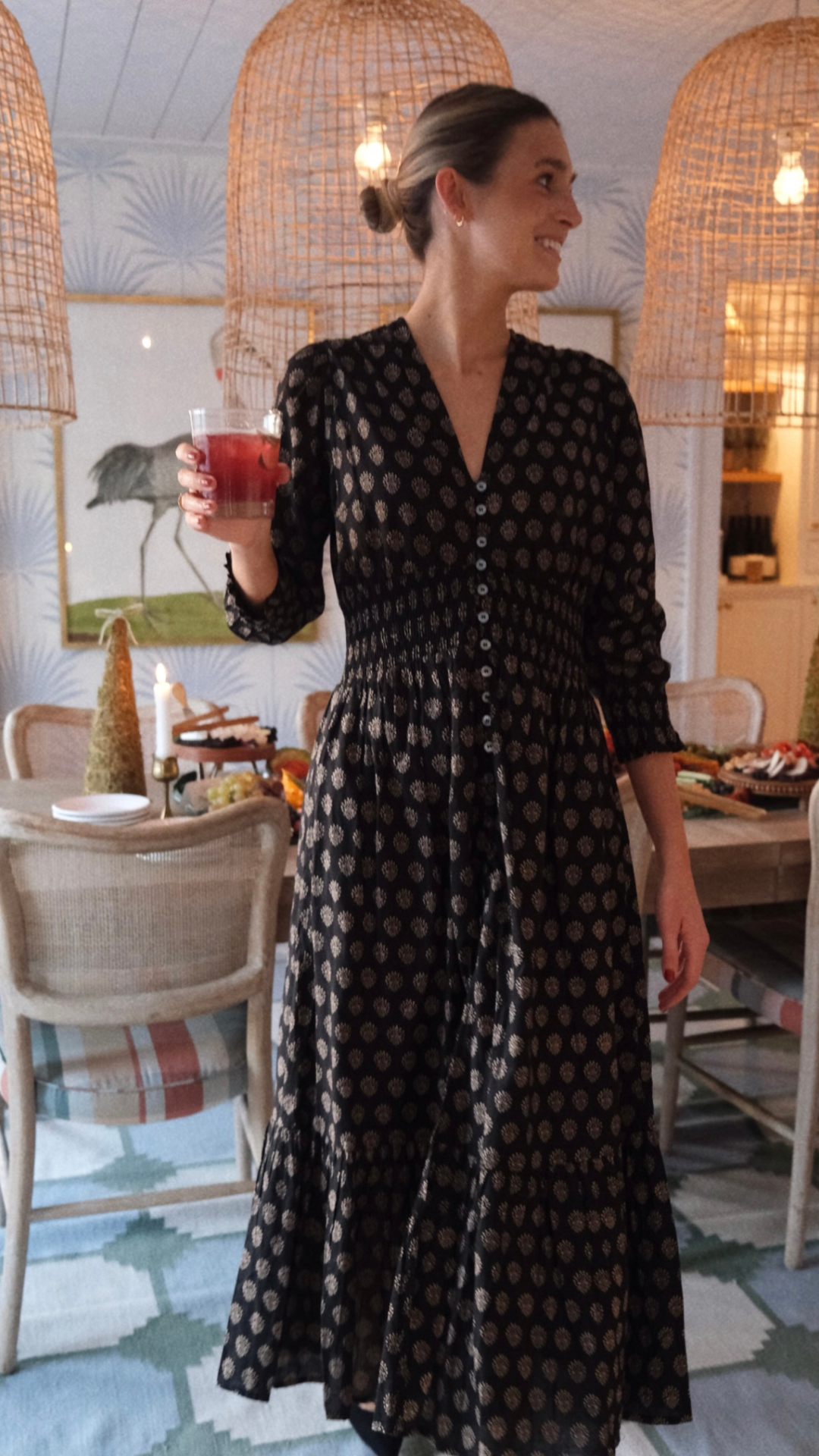 Francesca Dress - Black Mini Meadow – Marea by Liz Joy