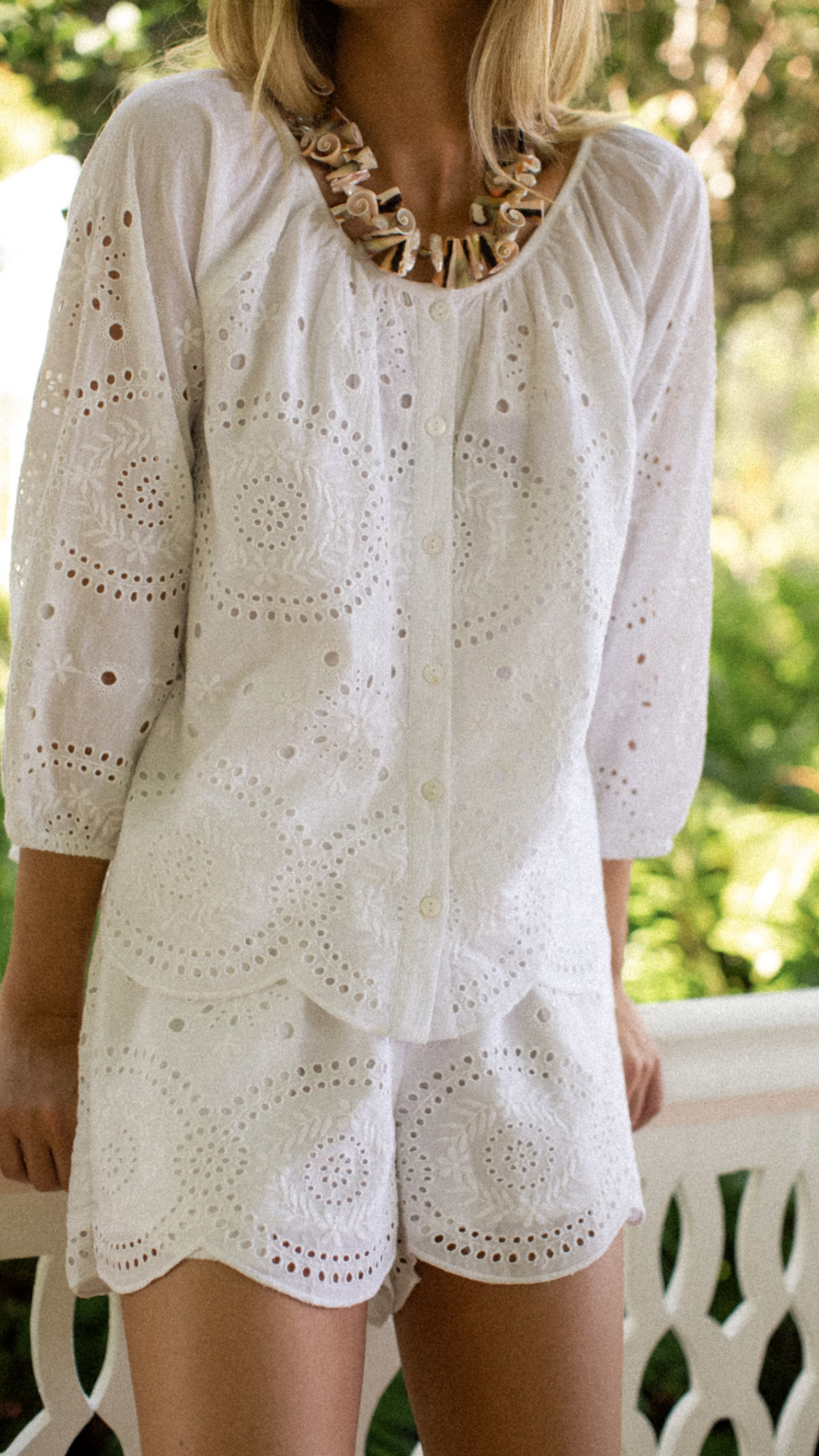 Laura Shorts - White Demi Eyelet – Marea by Liz Joy