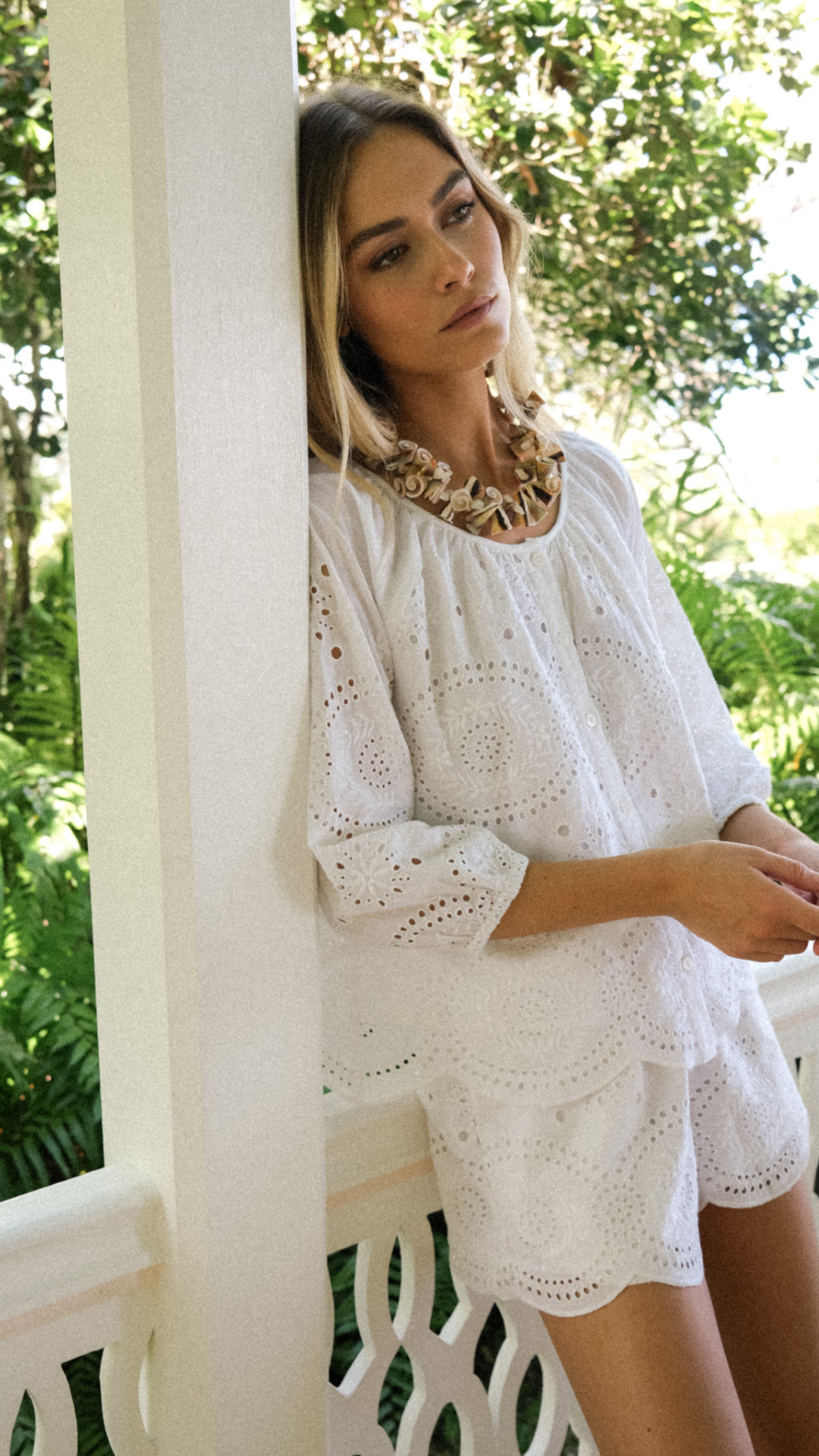 Sophie Top - White Demi Eyelet – Marea by Liz Joy