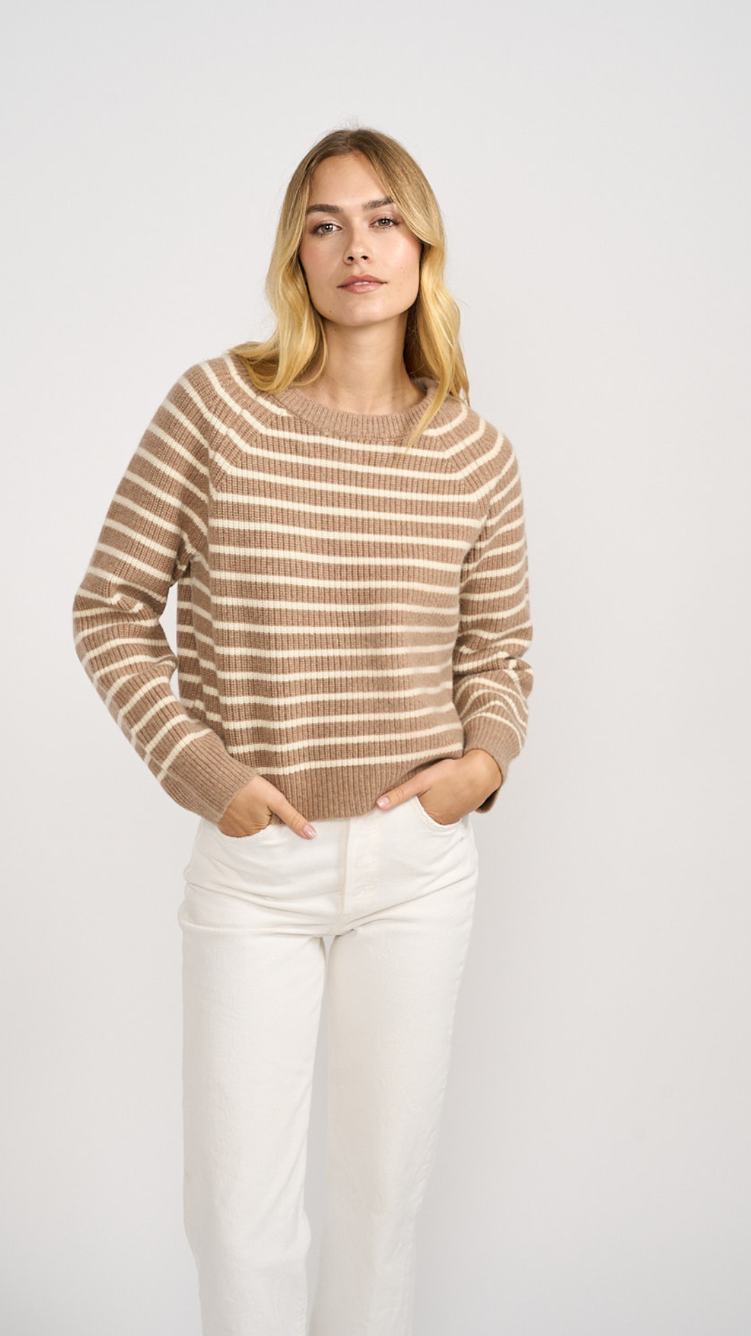 Marea Sweater - Camel Ivory Stripe