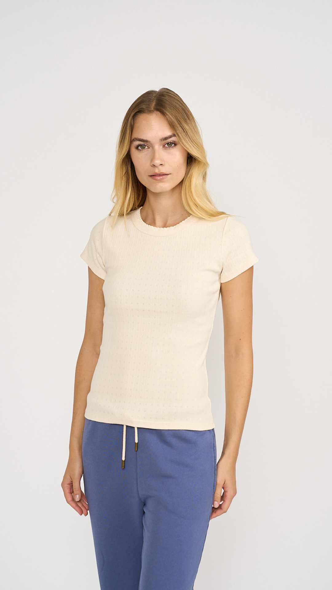 Pointelle Crewneck Tee - Ivory