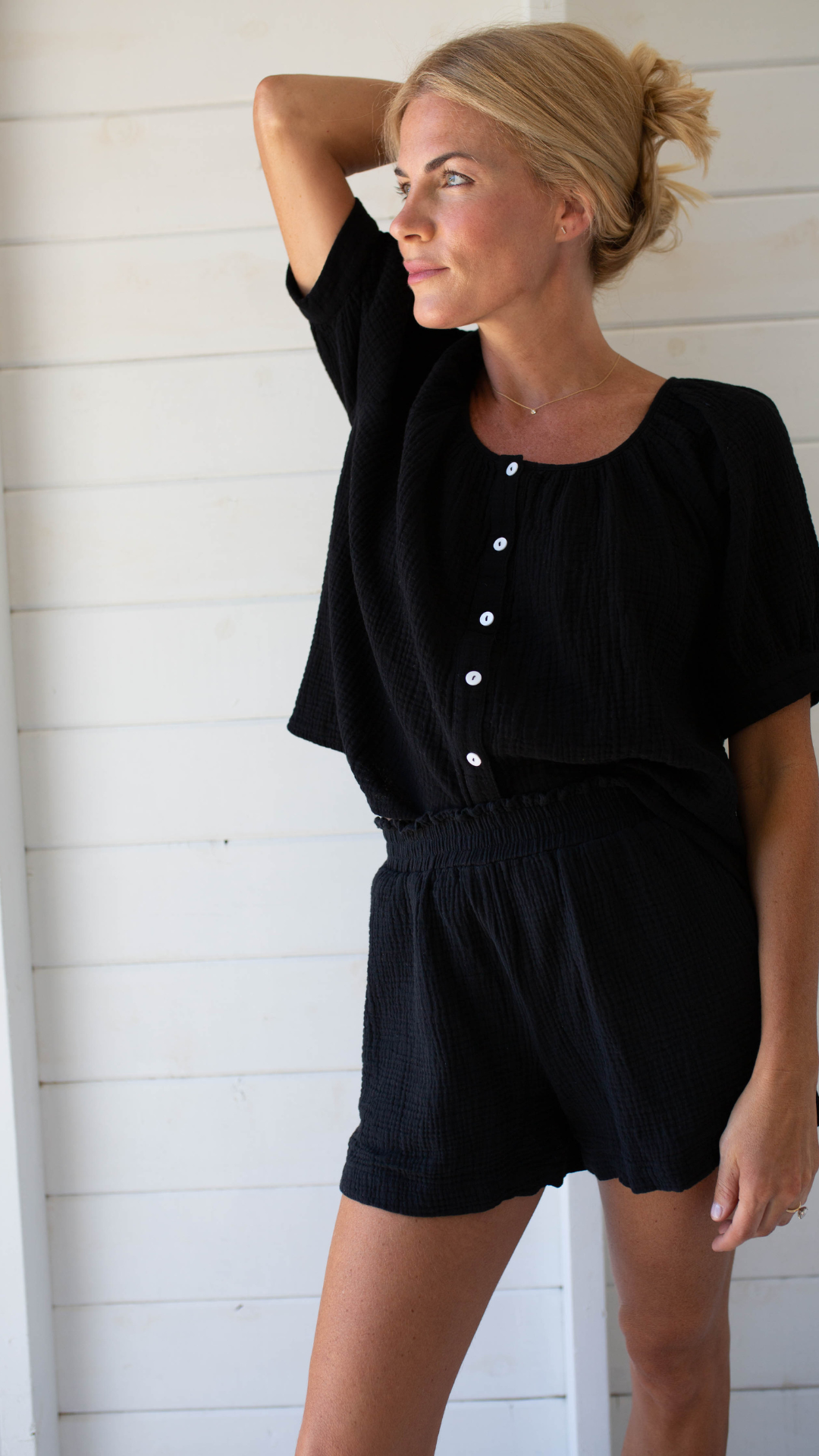 Ava Gauze Shorts - Black