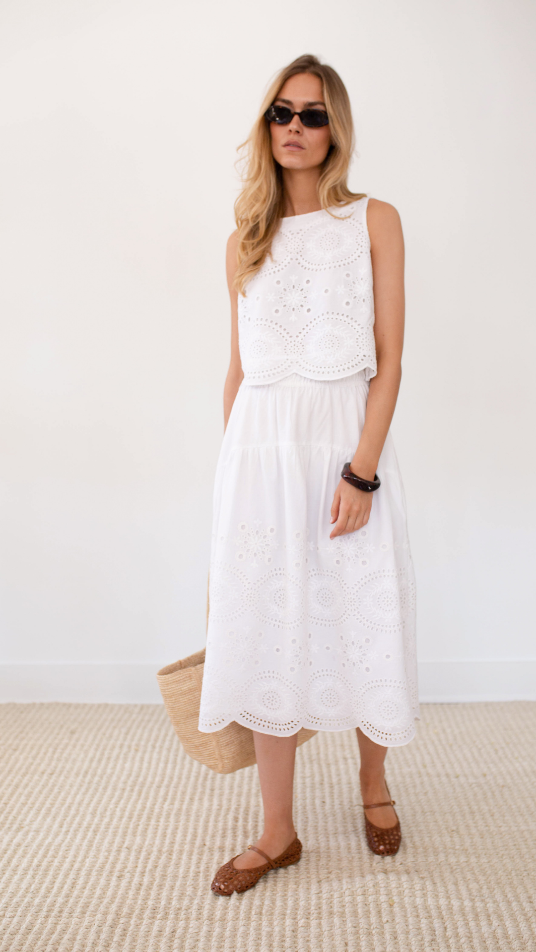 Louisa Skirt - White Demi Eyelet – Marea by Liz Joy