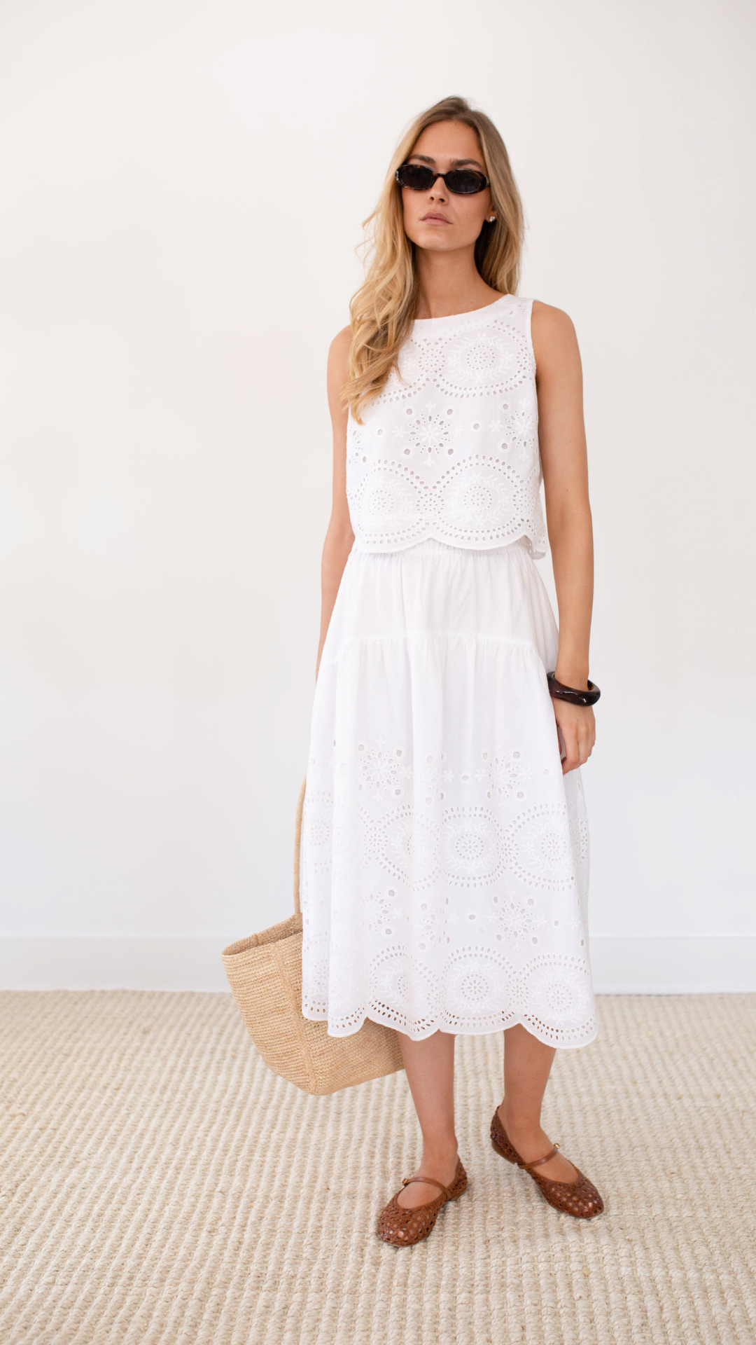 ワンピース little suzie ECO FUR 2WAY SKIRT Louisa Skirt - White Demi Eyelet – Marea by Liz Joy