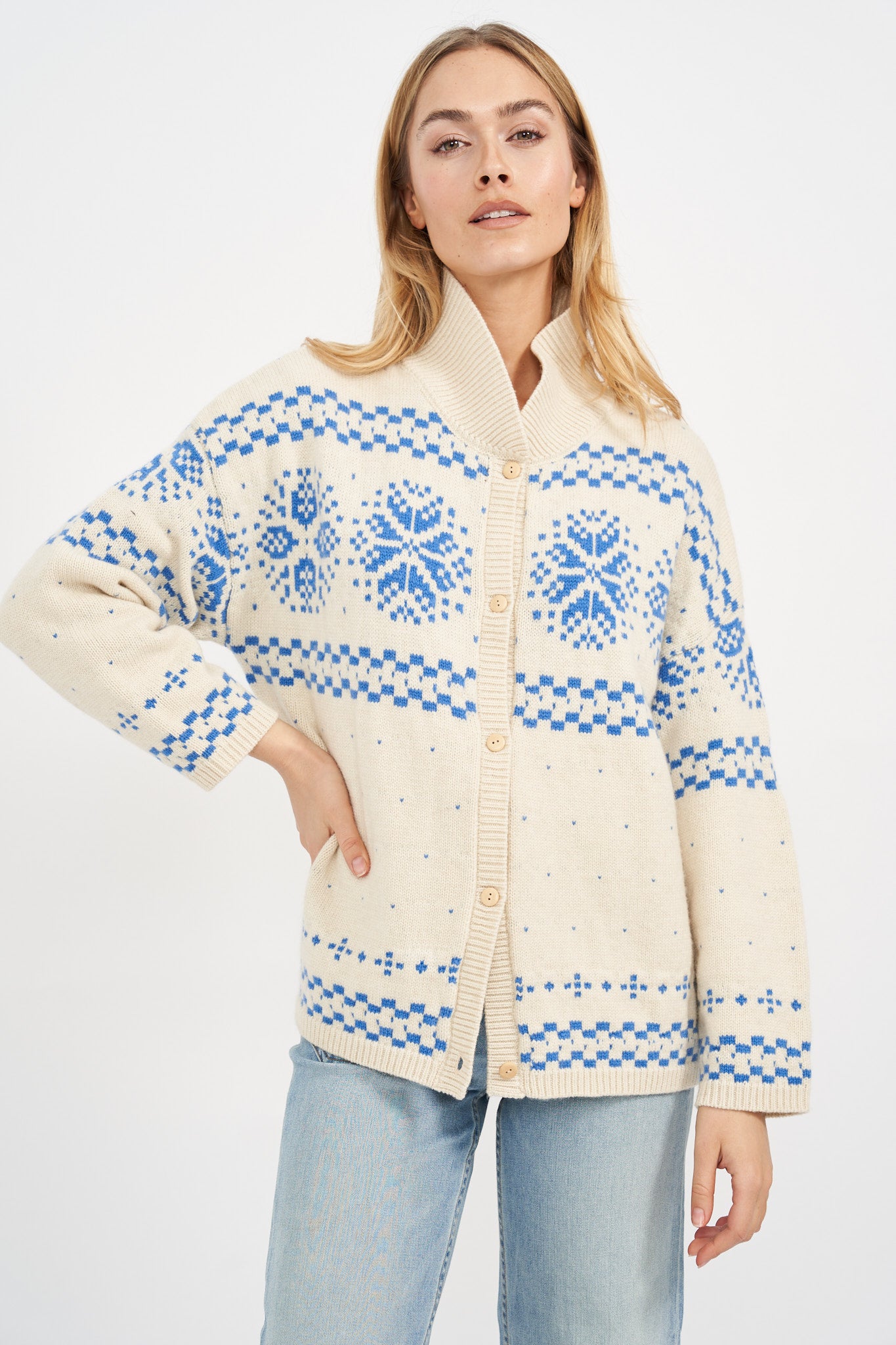 Elin Sweater - Blue/Ivory