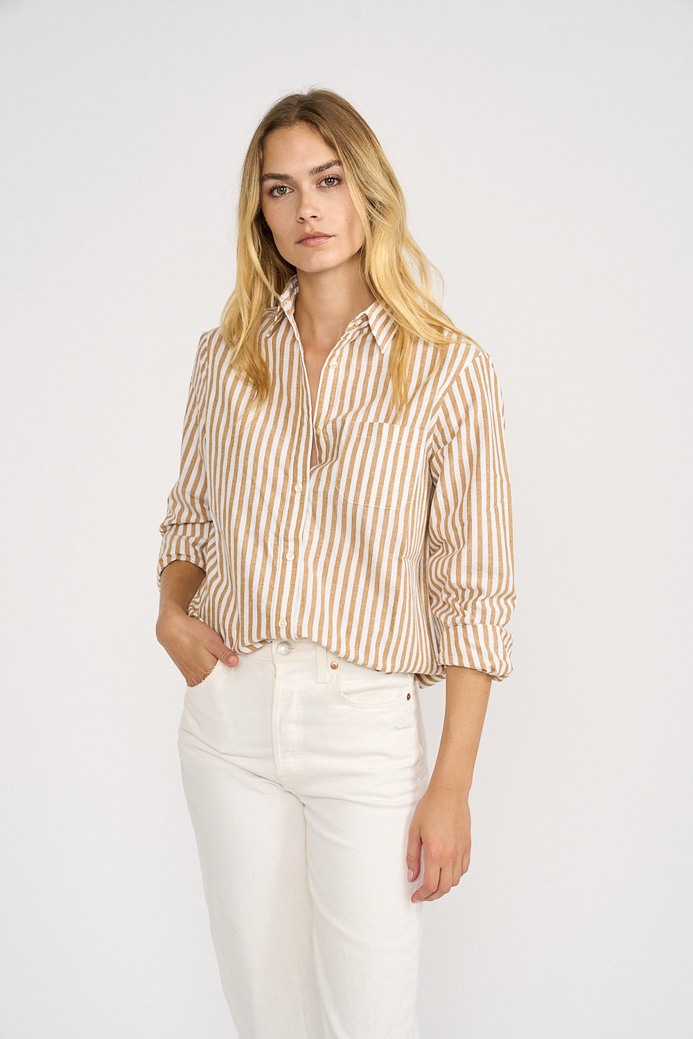 Favorite Shirt - Tan/White Awning Stripe