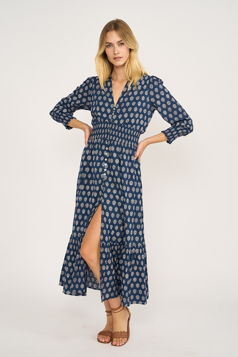 Francesca Dress - Navy Mini Meadow