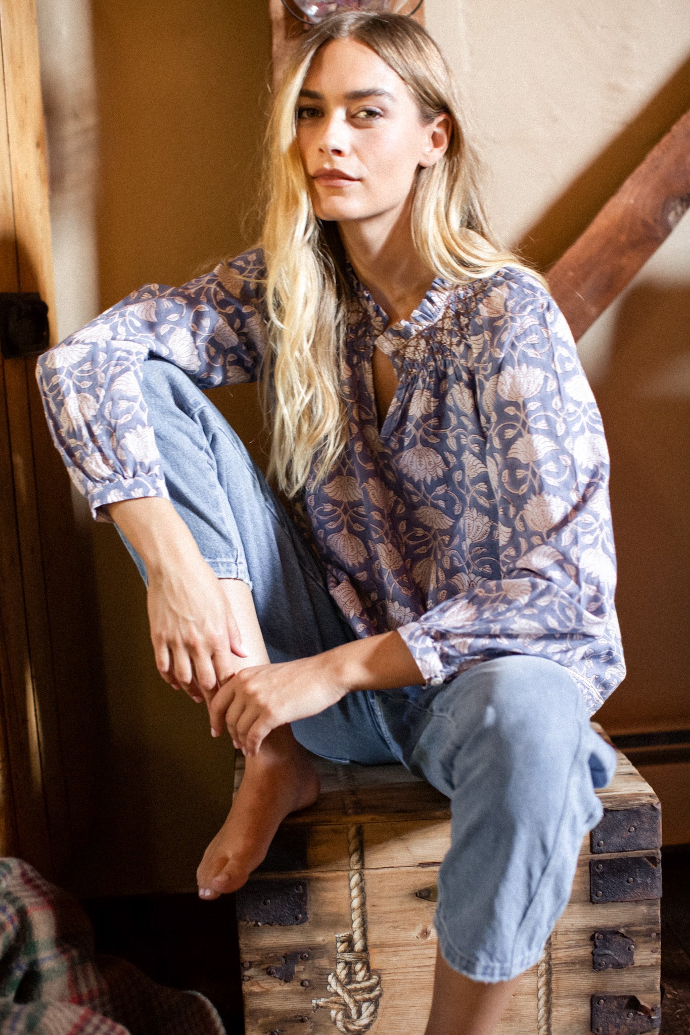 Cordelia Top - Blue Indigo Lotus
