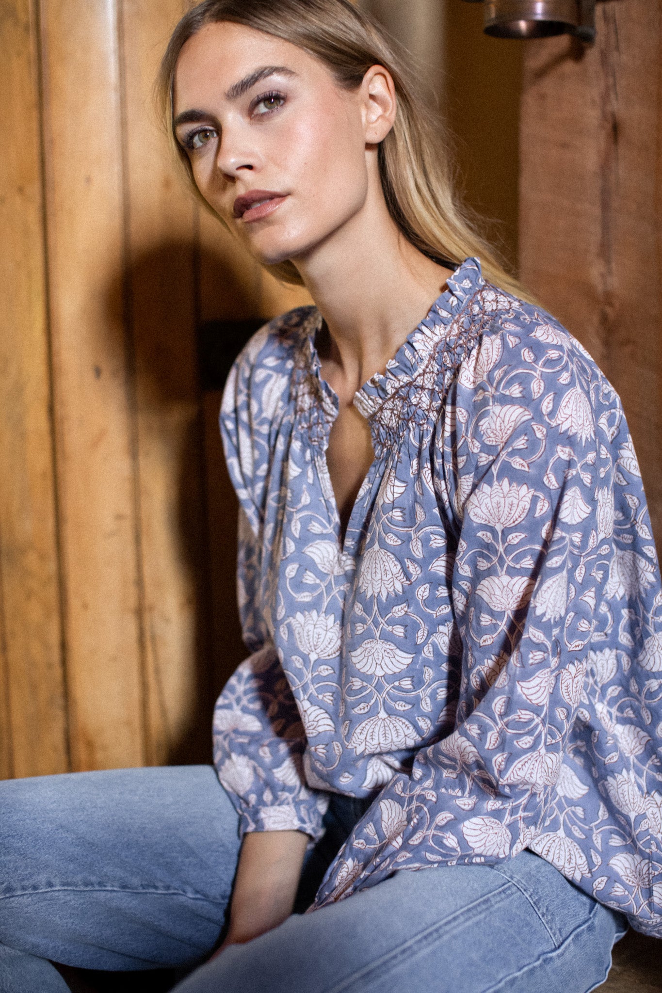 Cordelia Top - Blue Indigo Lotus