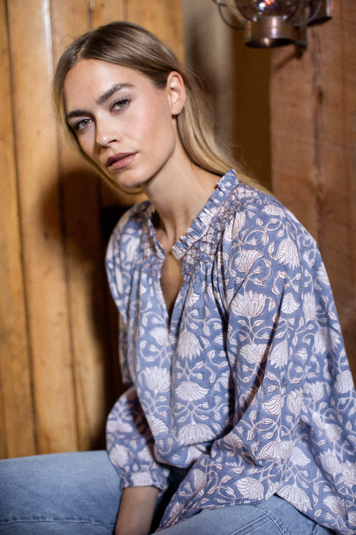 Cordelia Top - Blue Indigo Lotus