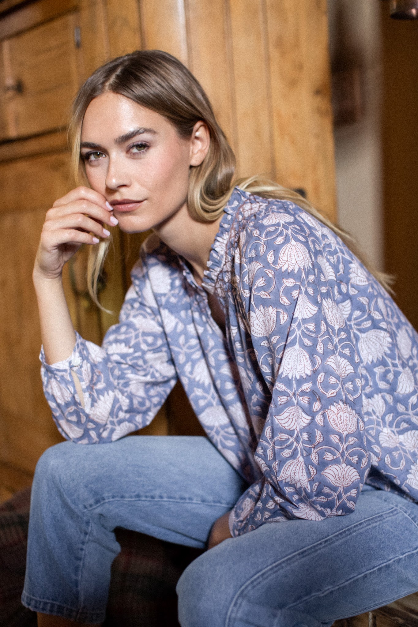 Cordelia Top - Blue Indigo Lotus