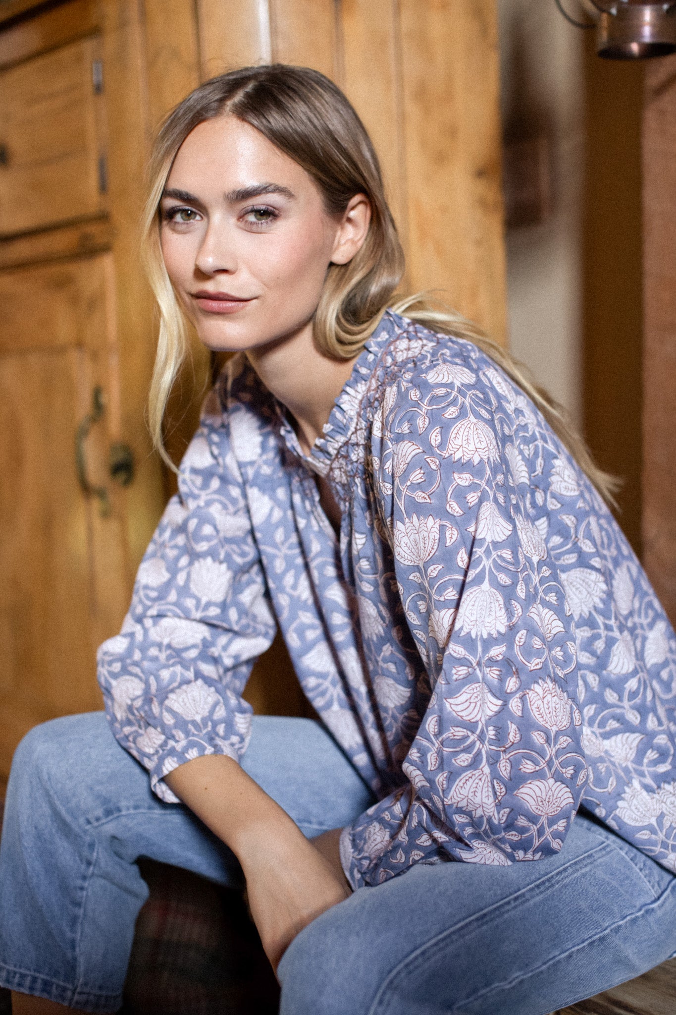 Cordelia Top - Blue Indigo Lotus