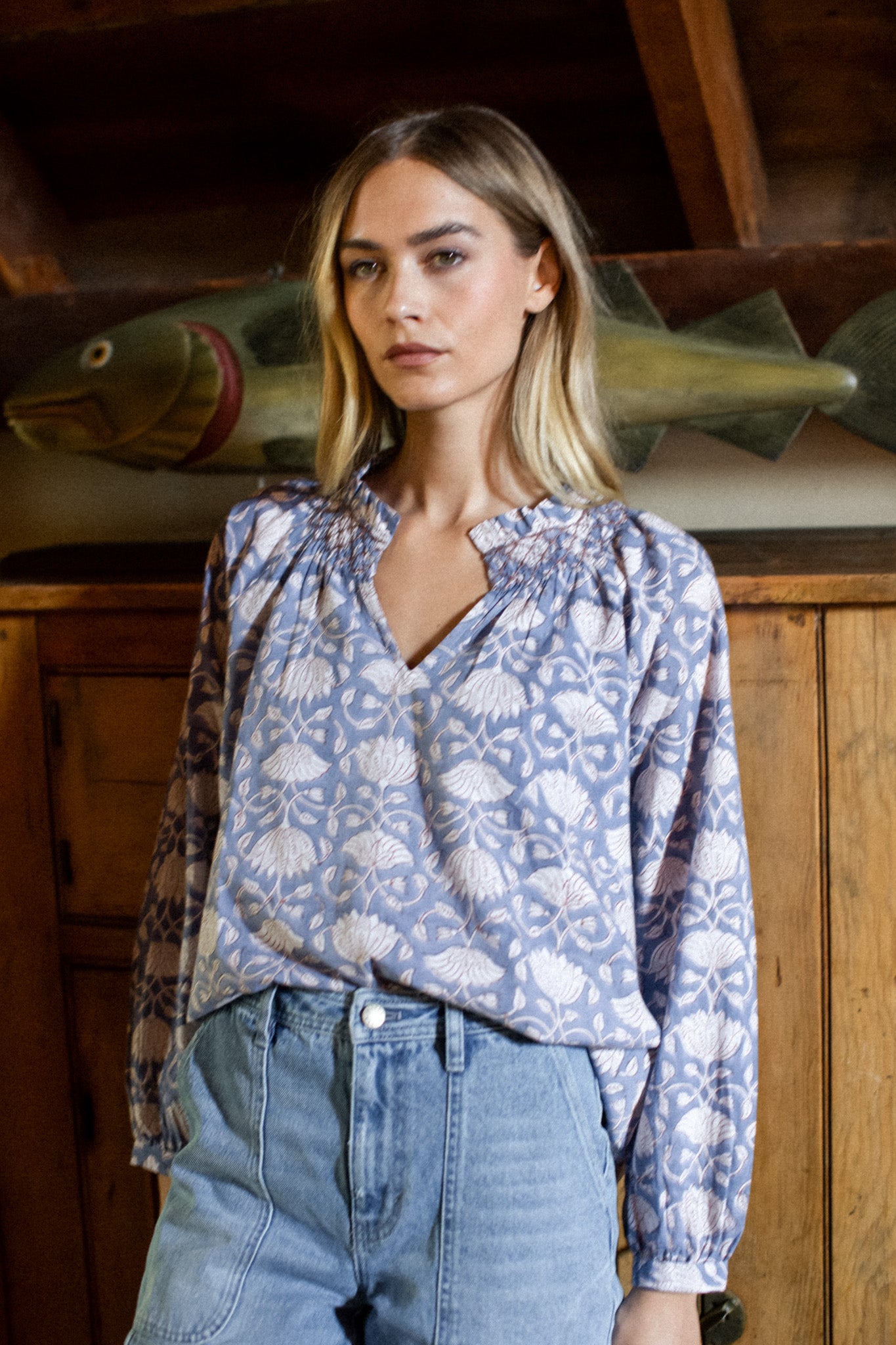 Cordelia Top - Blue Indigo Lotus
