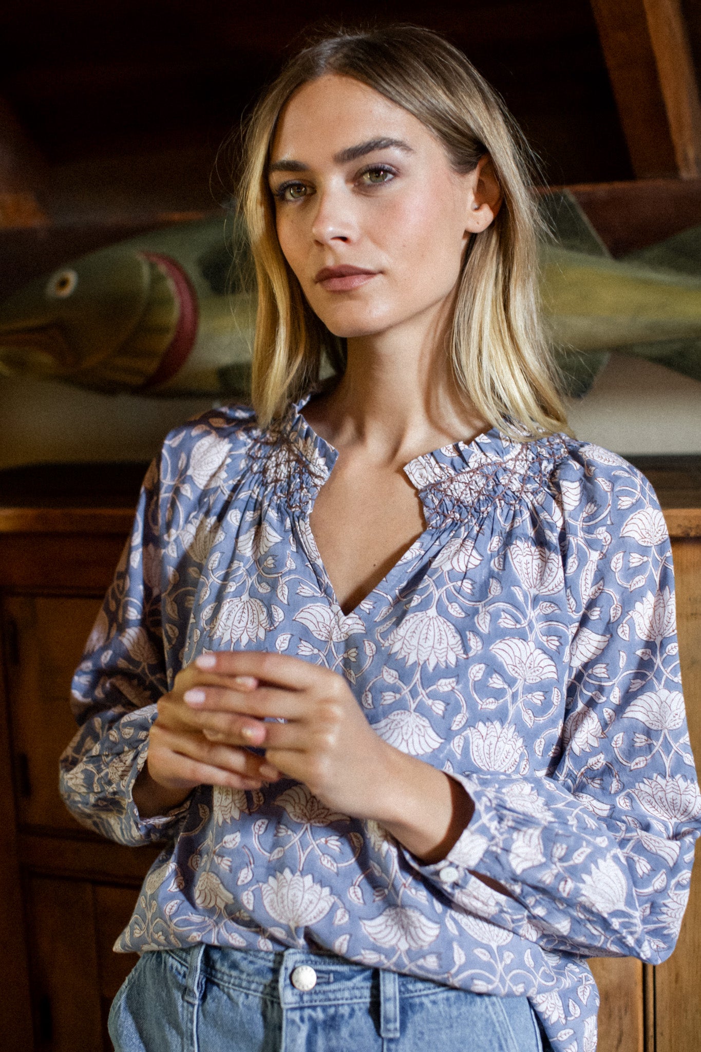 Cordelia Top - Blue Indigo Lotus