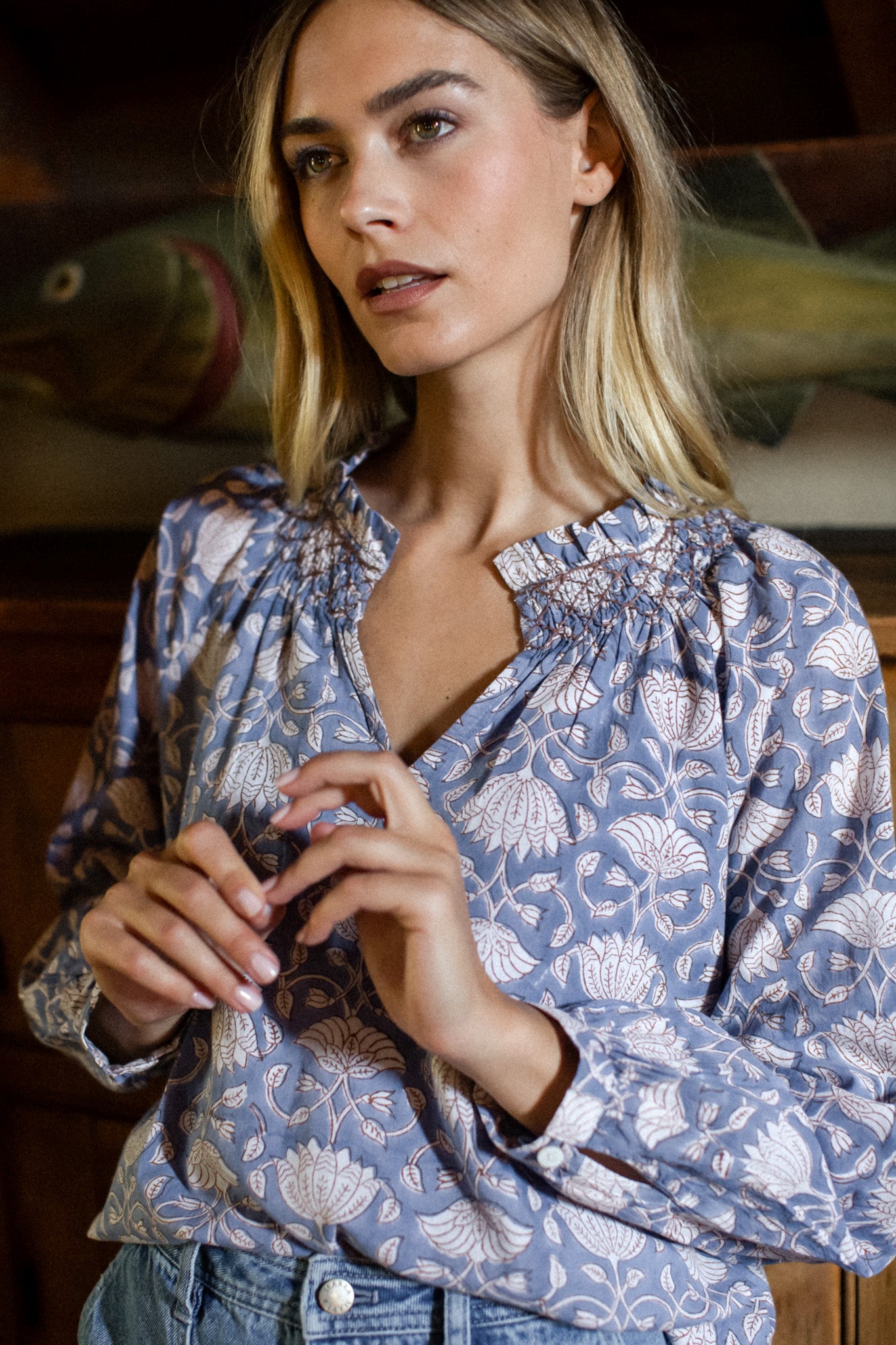 Cordelia Top - Blue Indigo Lotus