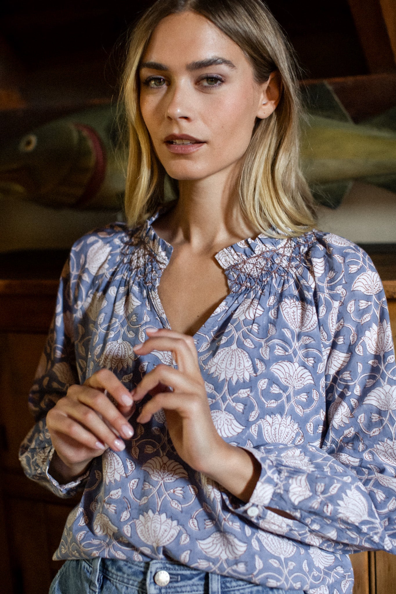Cordelia Top - Blue Indigo Lotus