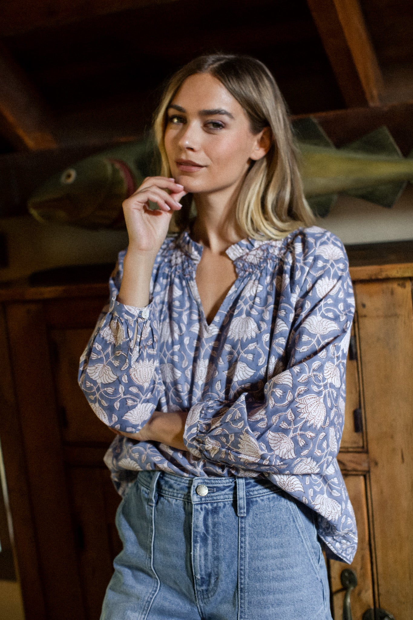 Cordelia Top - Blue Indigo Lotus