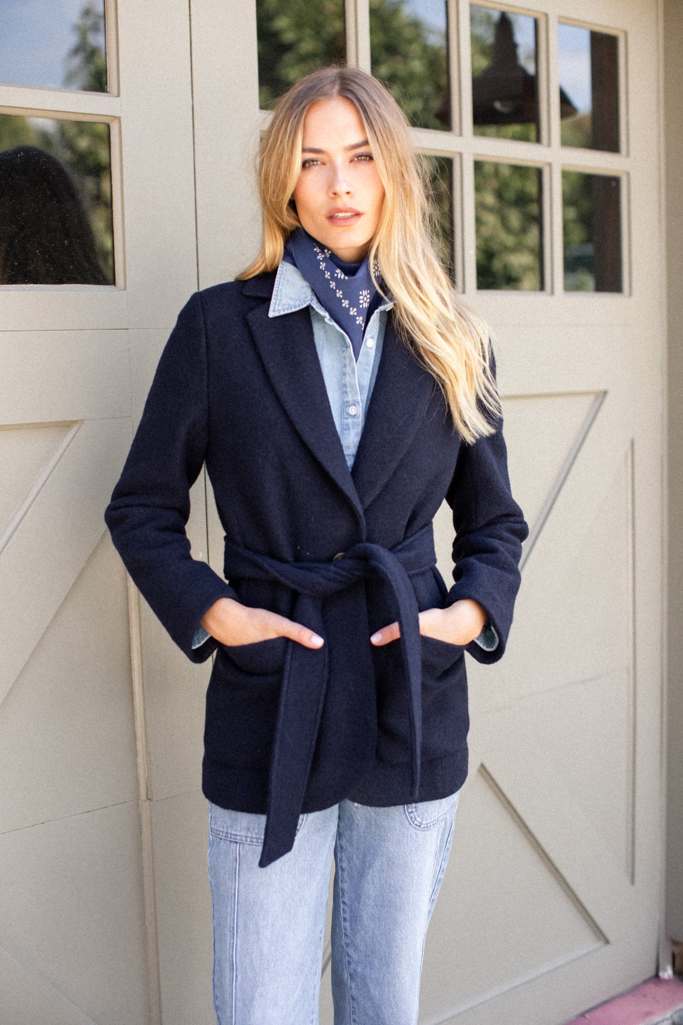Boiled Wool Blazer - Navy