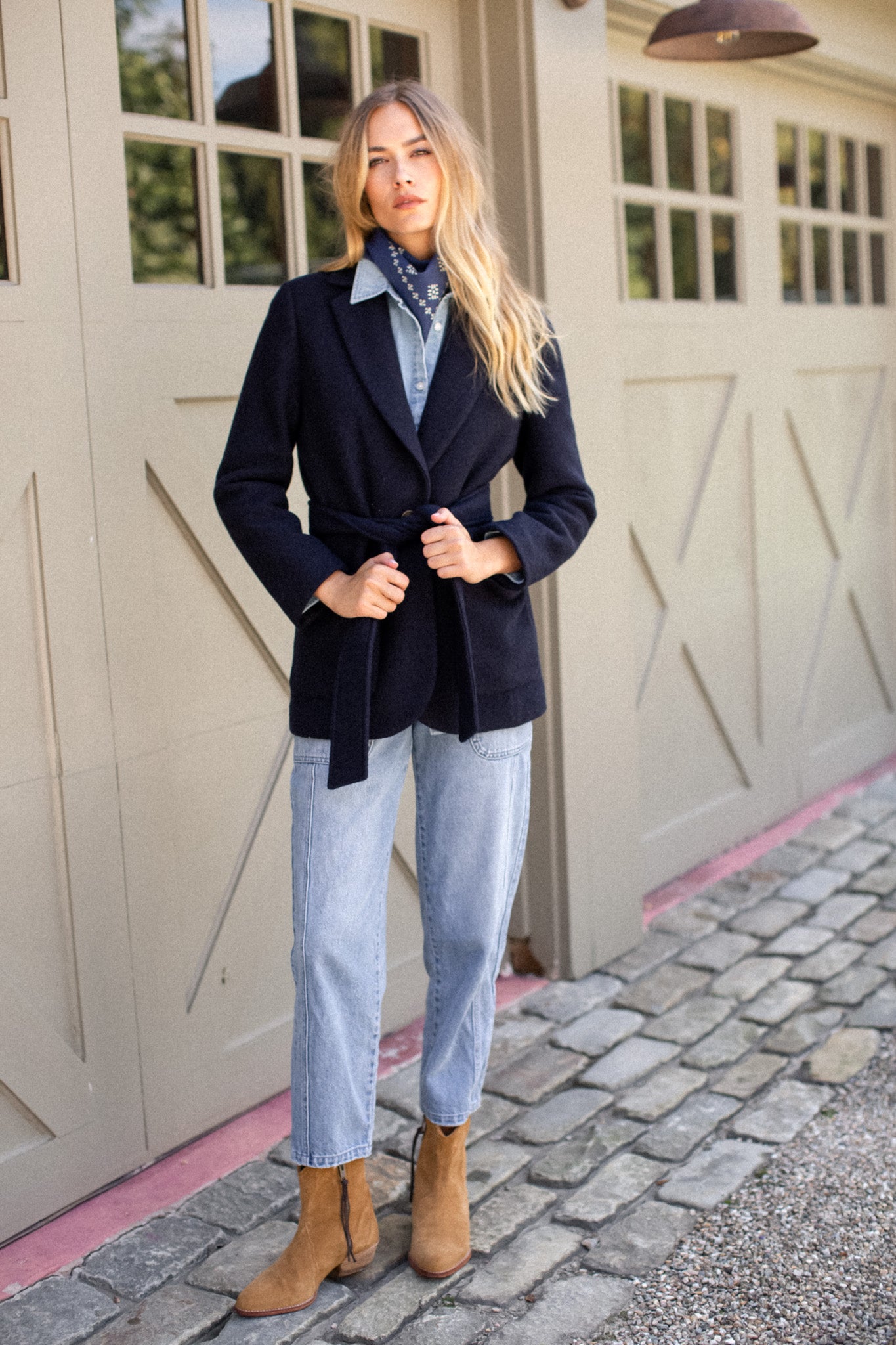 Boiled Wool Blazer - Navy