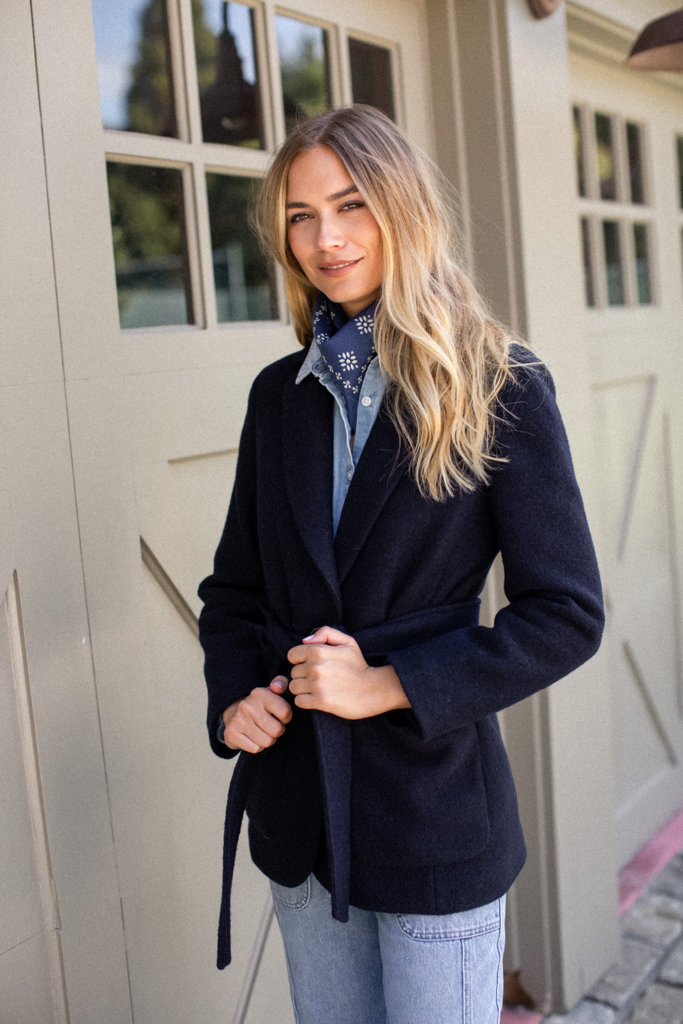 Boiled Wool Blazer - Navy