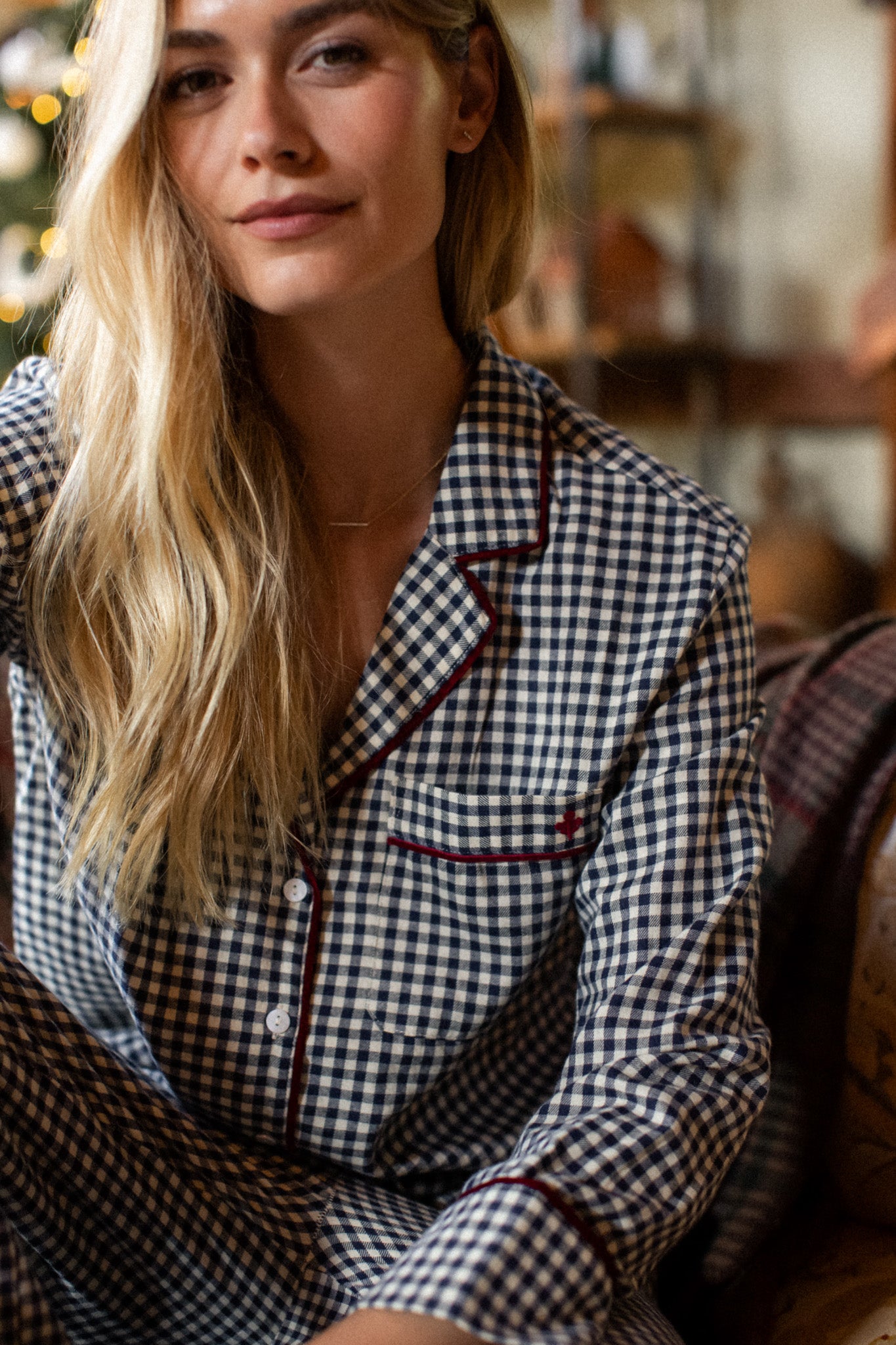 Flannel PJ Set - Navy Gingham