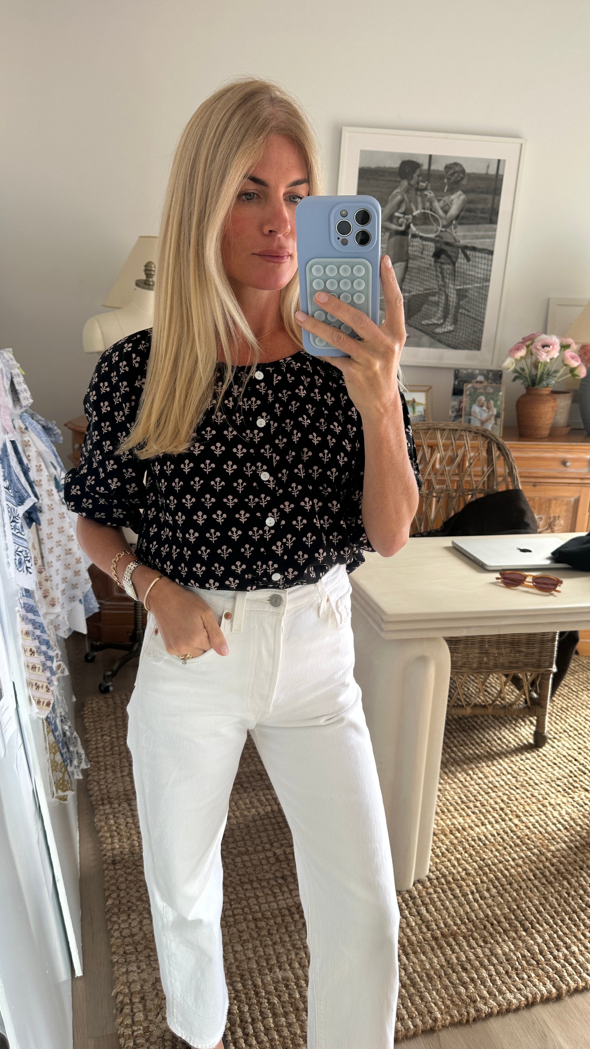 Sophie Top - Black Marea Flower