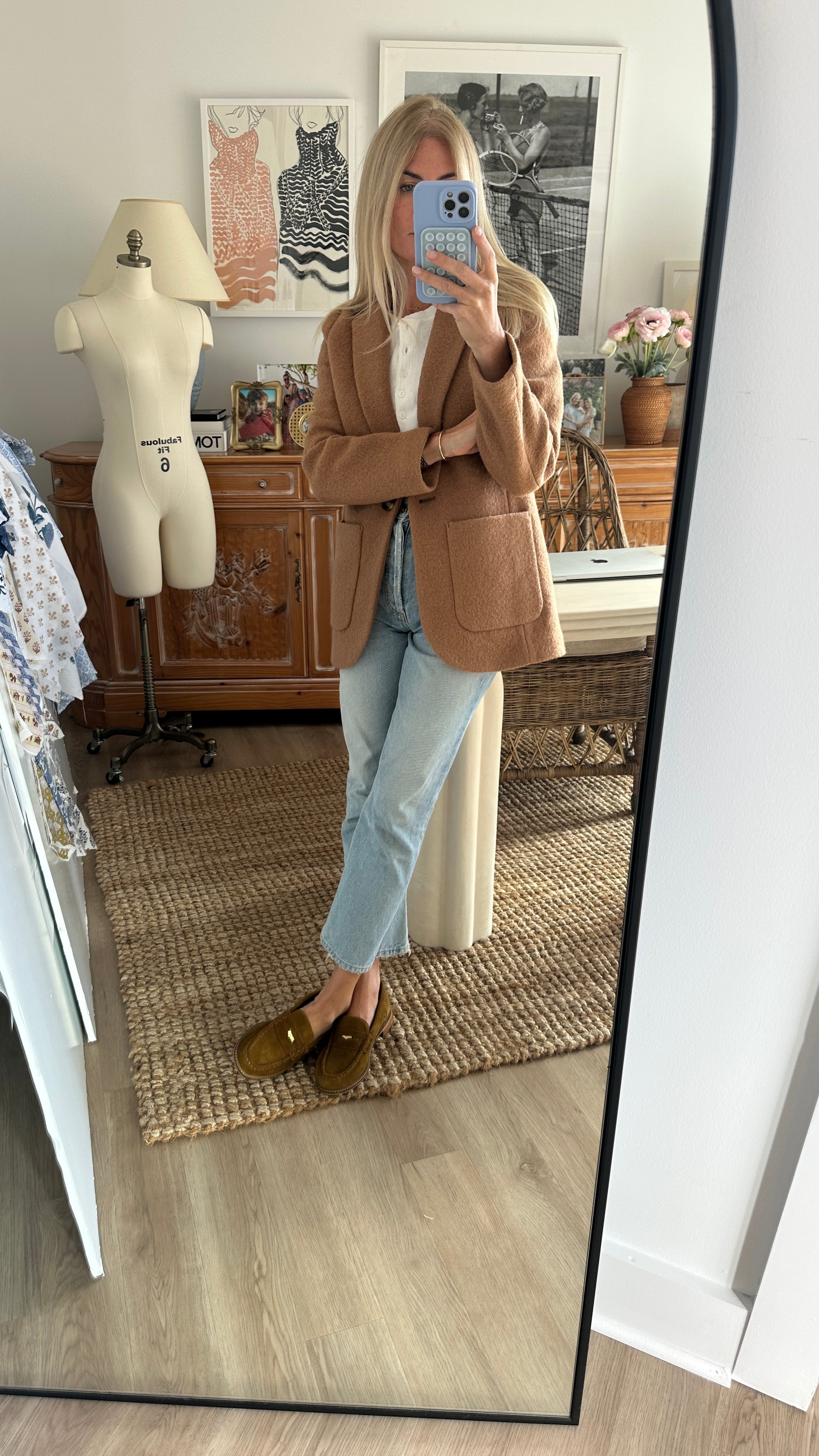 Boiled Wool Blazer - Camel