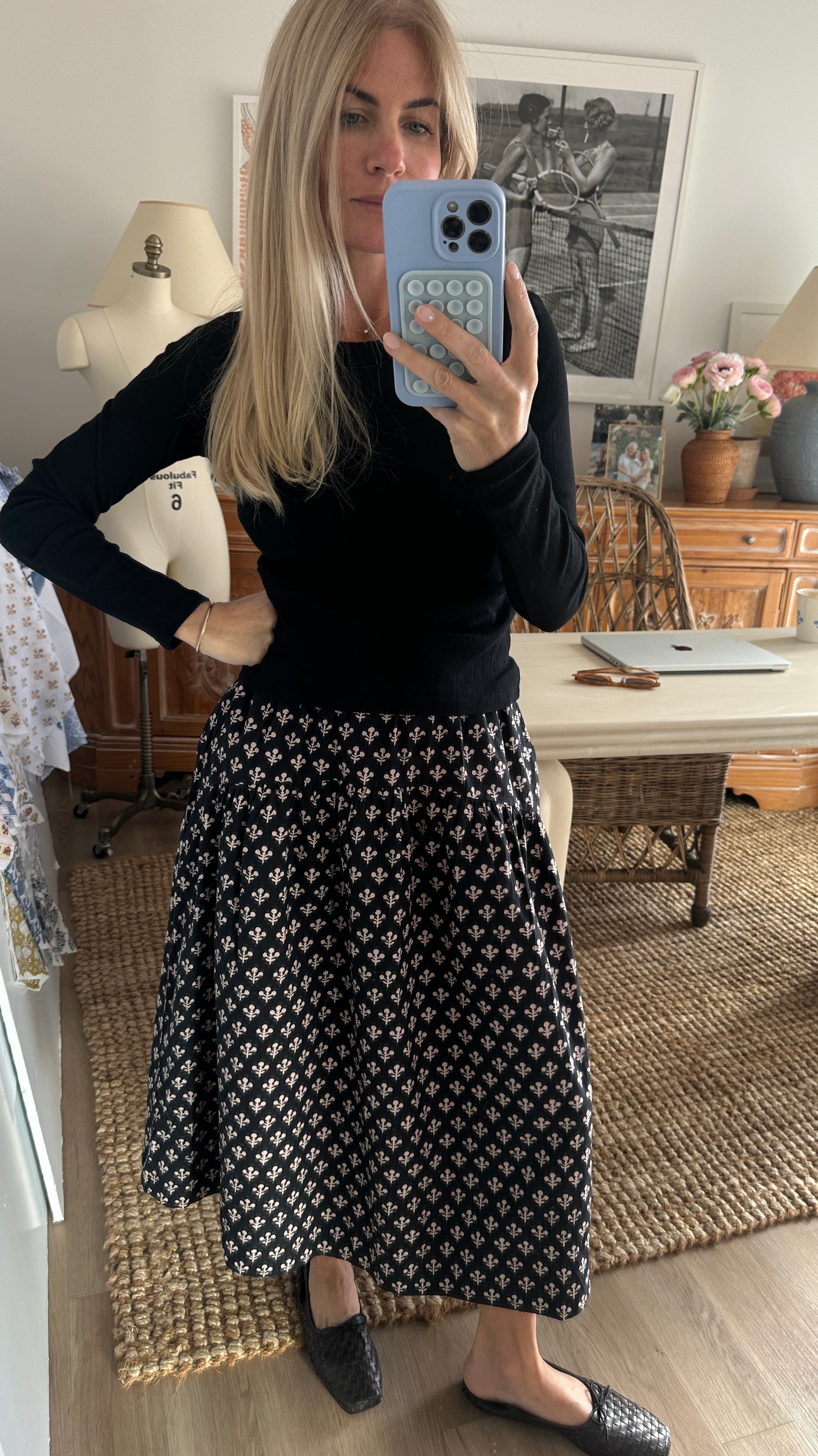 Louisa Skirt - Black Marea Flower