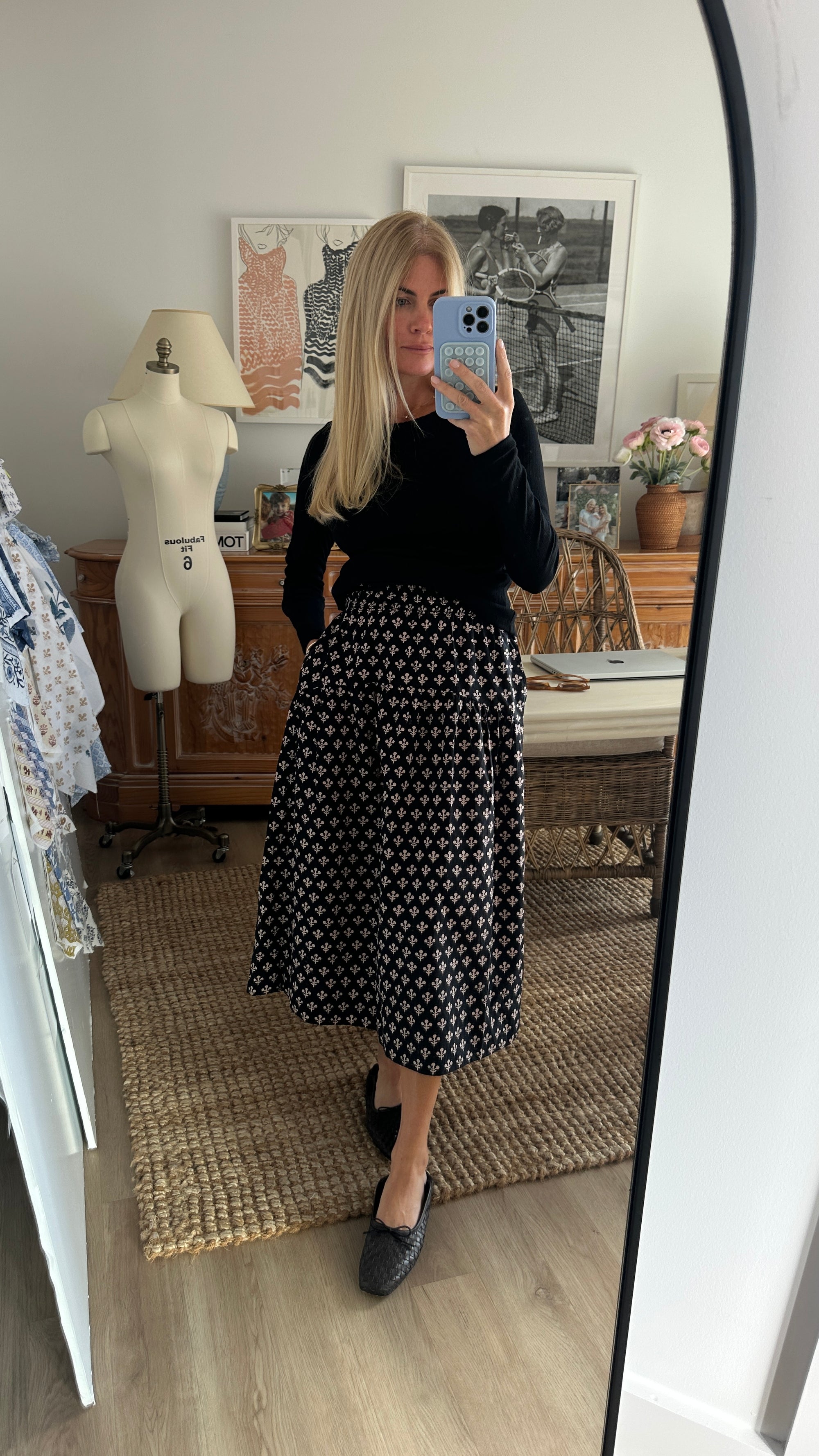 Louisa Skirt - Black Marea Flower