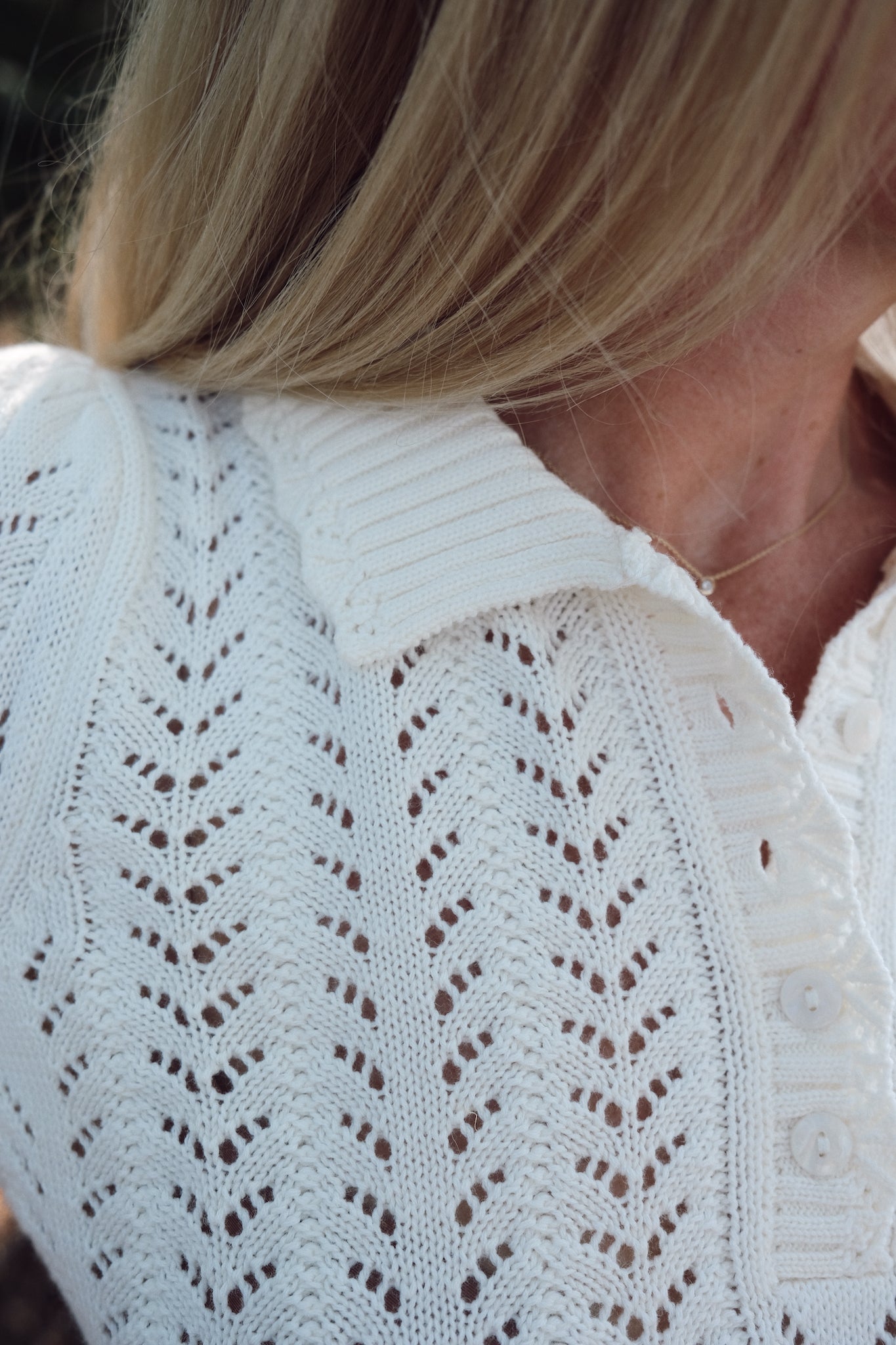 Pointelle Short Sleeve Polo - Ivory