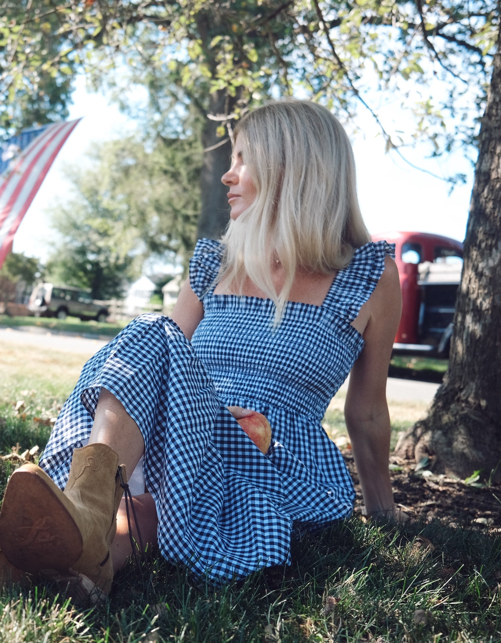 Sasco Dress - Navy Gingham