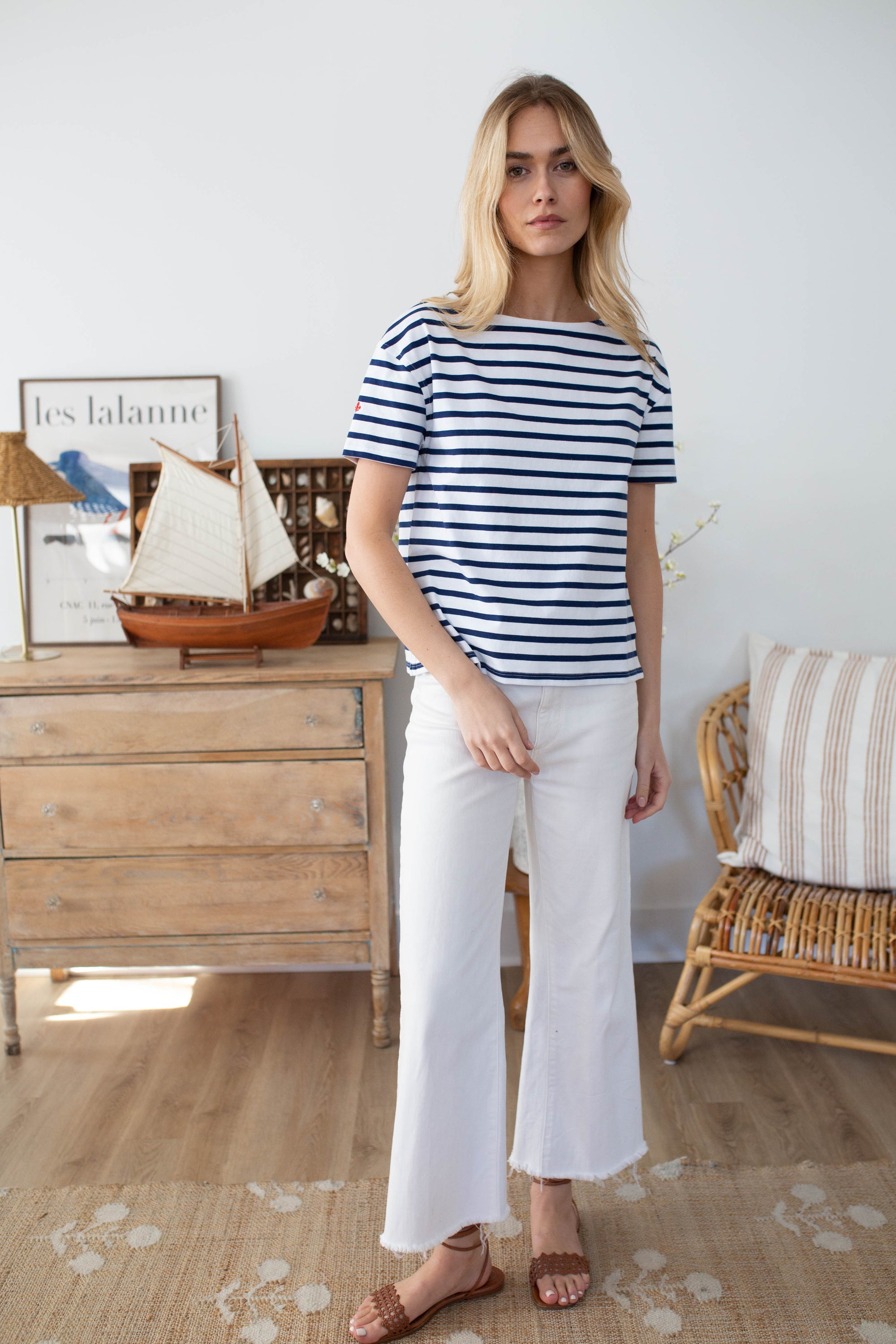 Short Sleeve Mariner - Navy/White