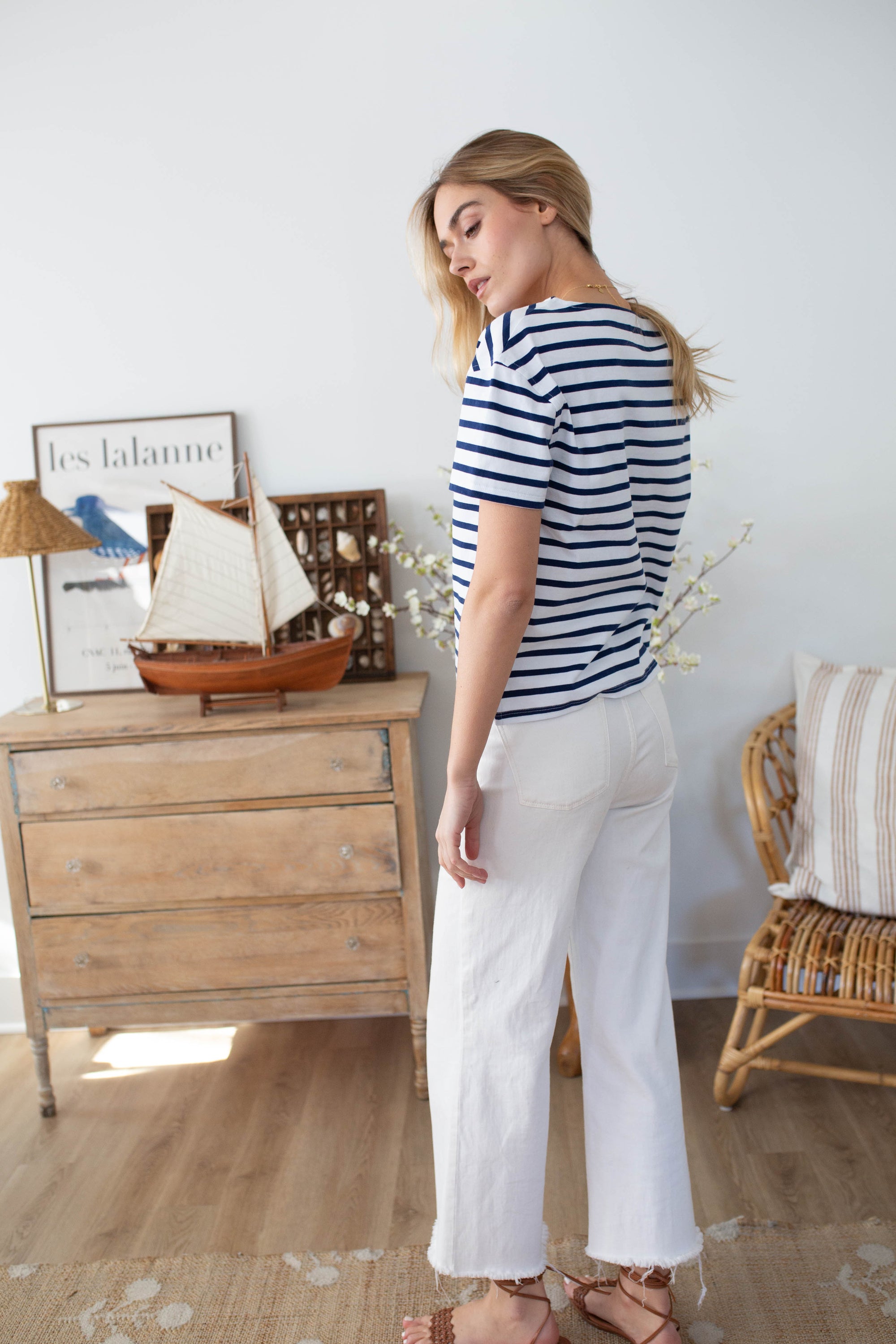Short Sleeve Mariner - Navy/White