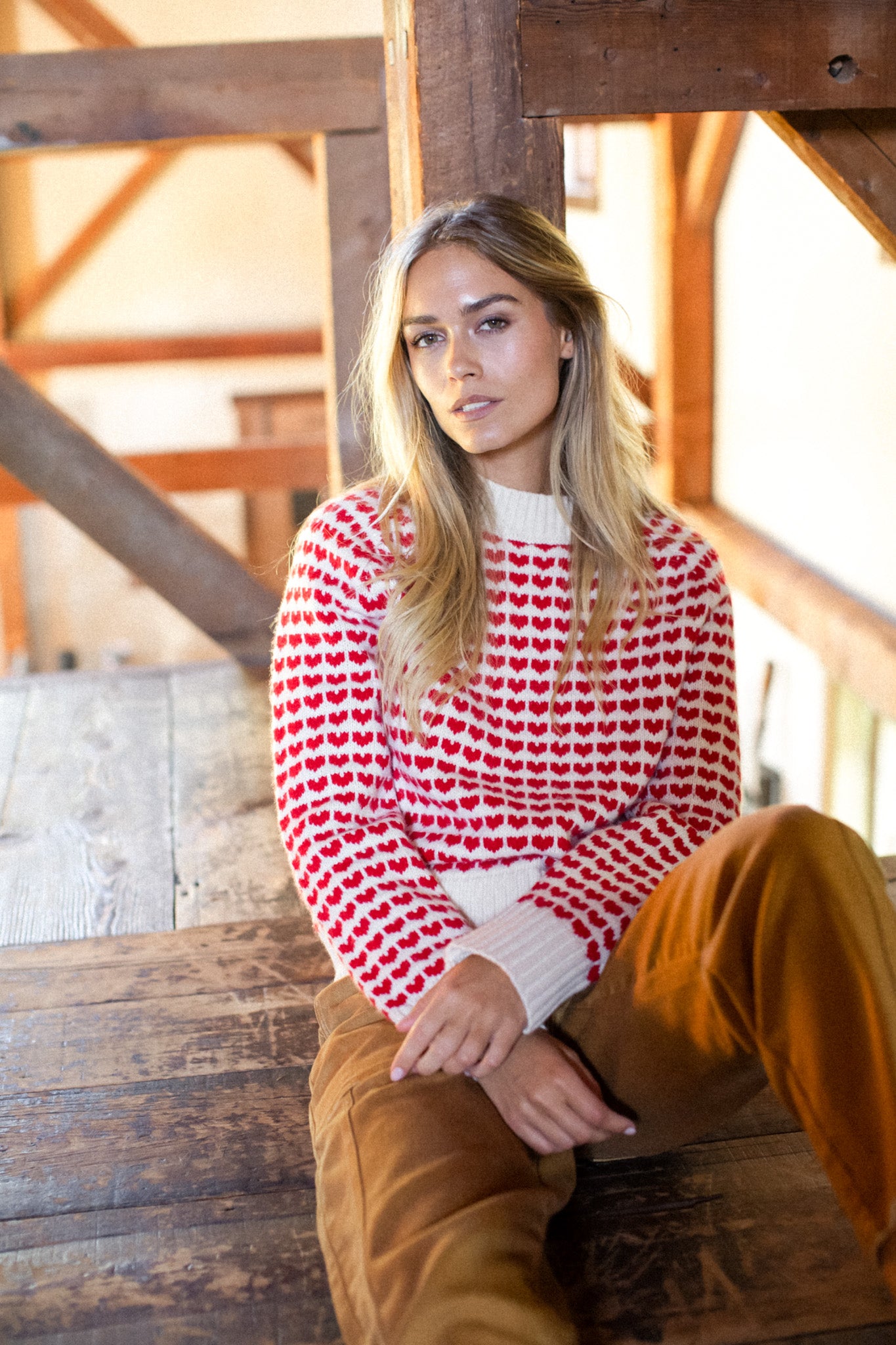 メーア MEER. ニット ハート HEART SLEEVE LESS KNIT ベージュ レディース j_p F-S4408 Heart on My Sleeve