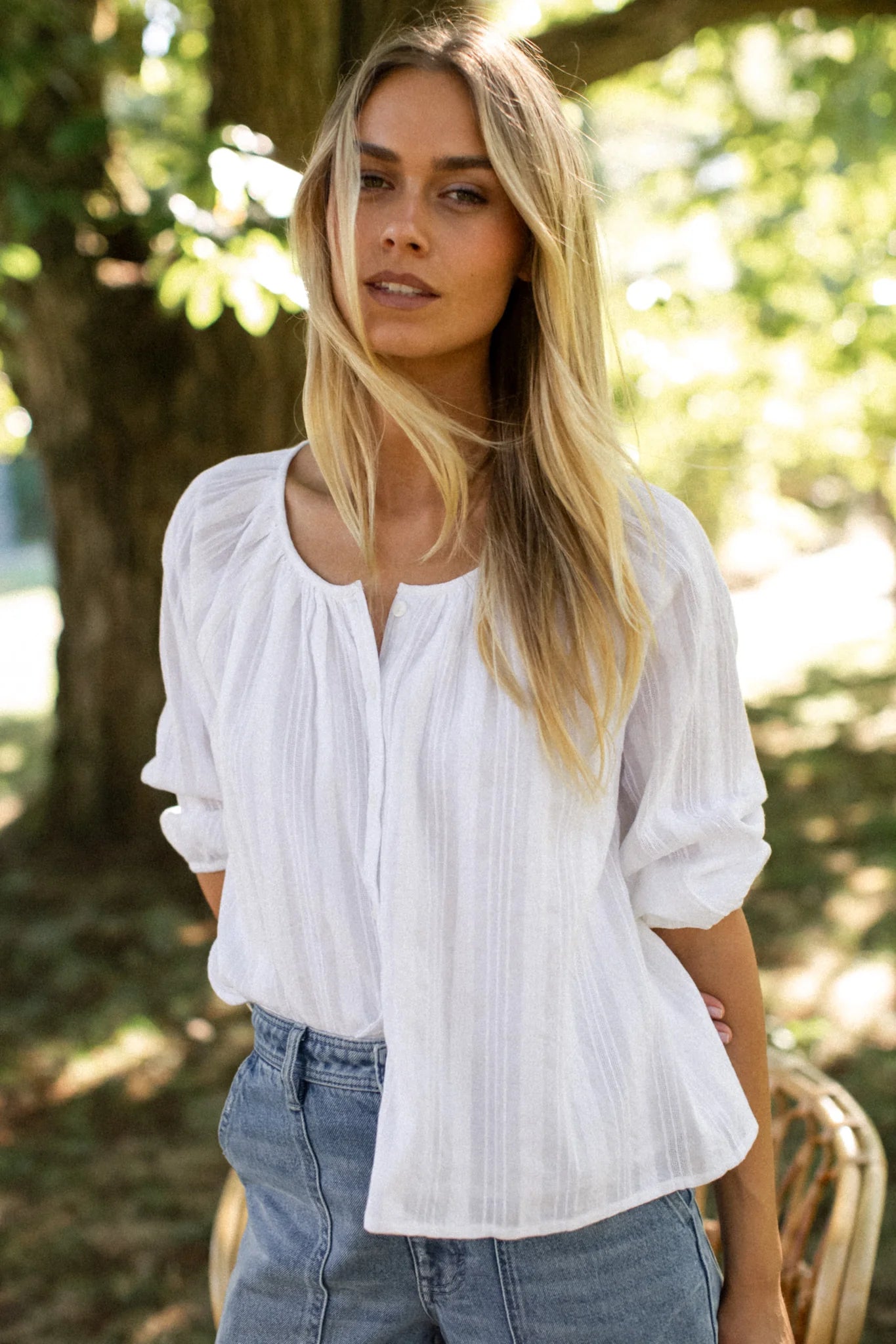 Sophie Top - White Dobby – Marea by Liz Joy