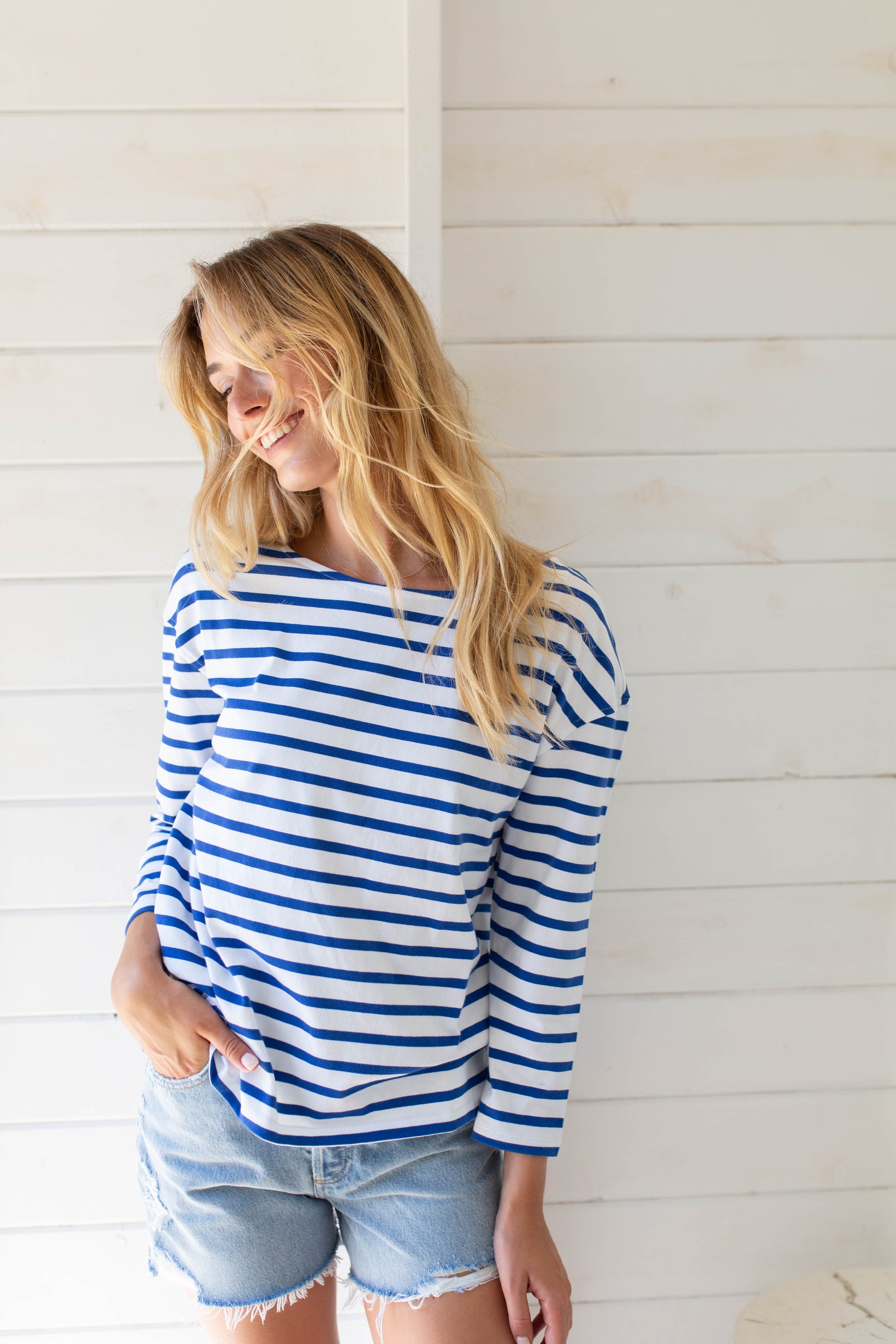 Long Sleeve Mariner - Tidal Blue / White