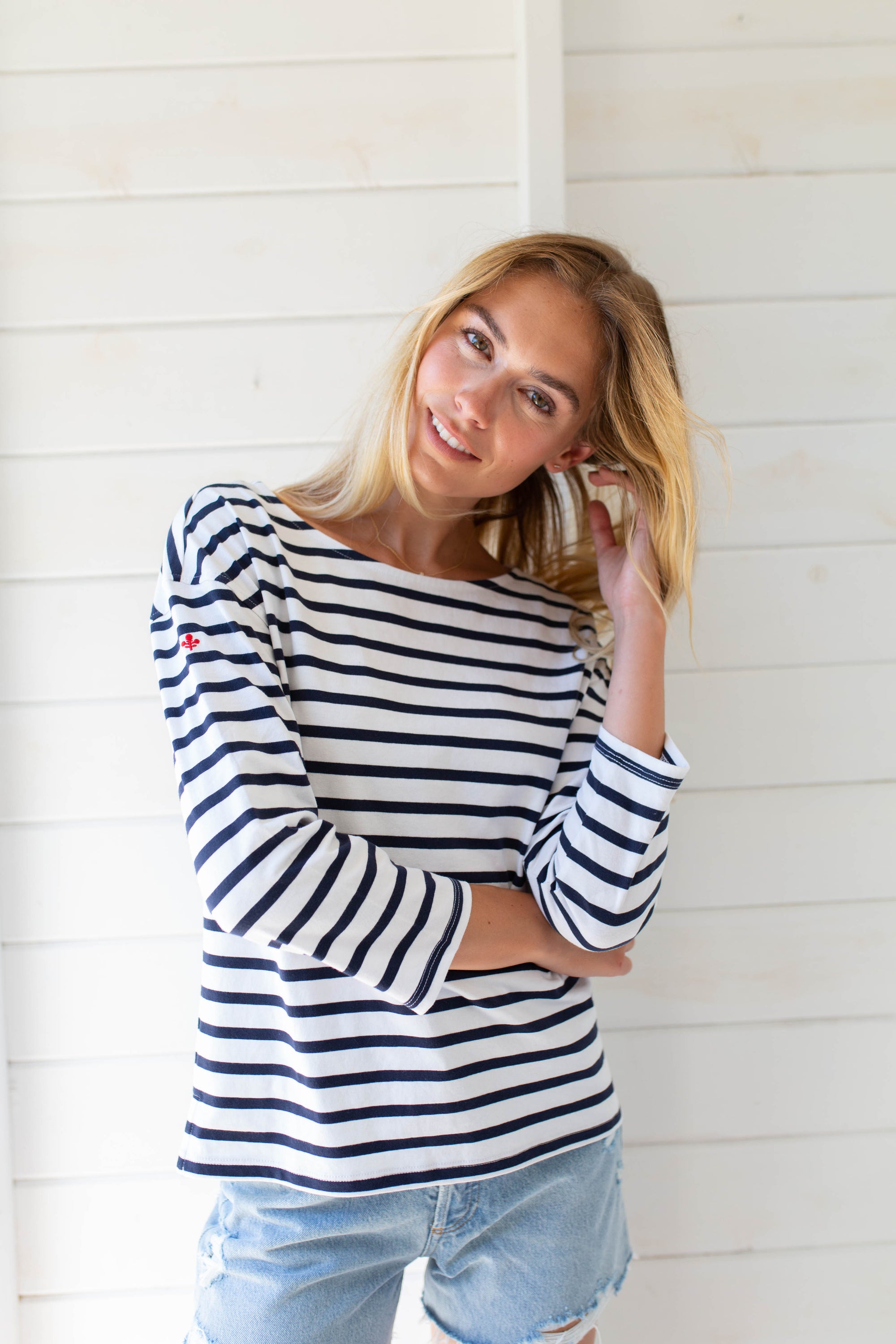 3/4 Sleeve Mariner - Navy / White
