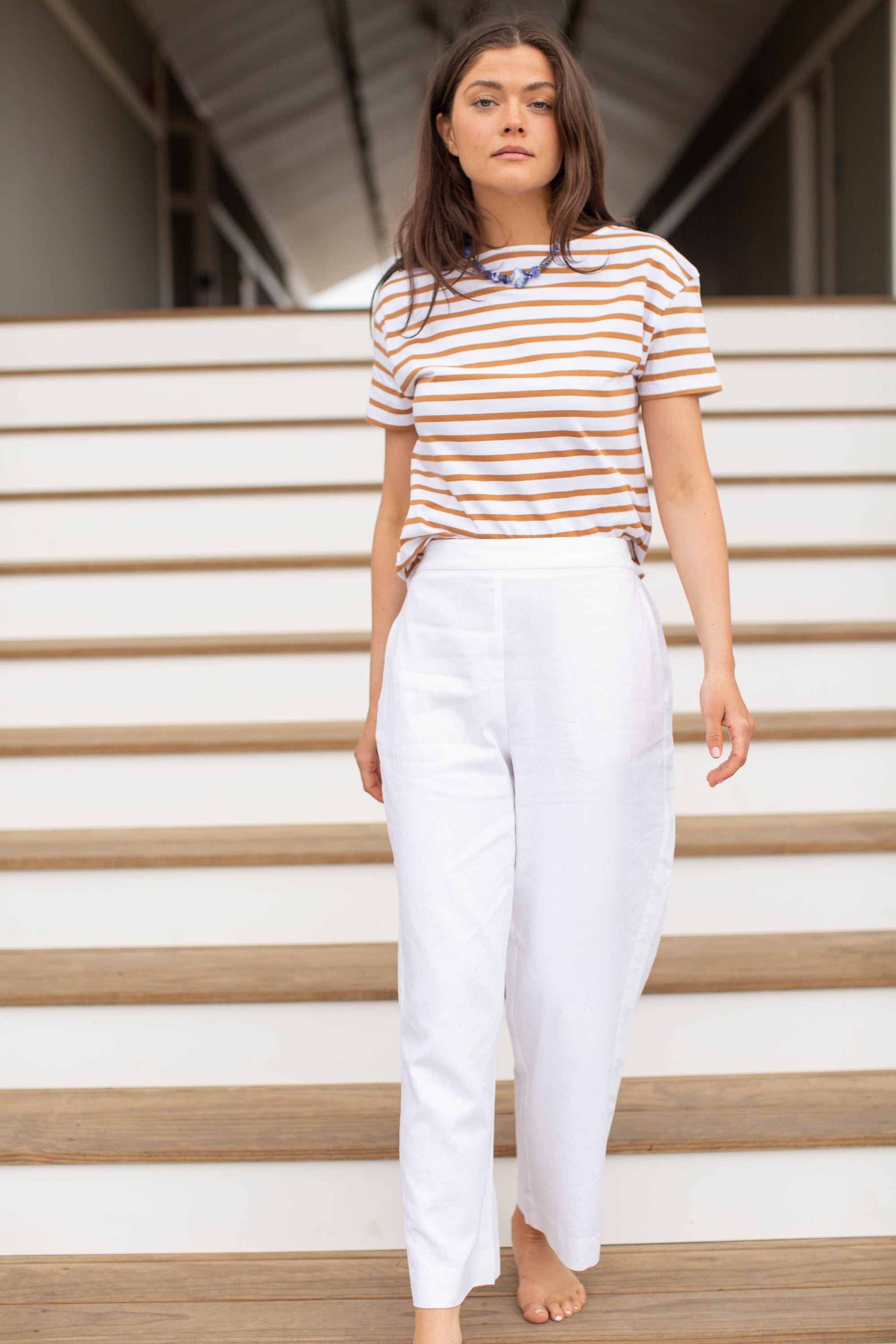Short Sleeve Mariner - White/Cashew