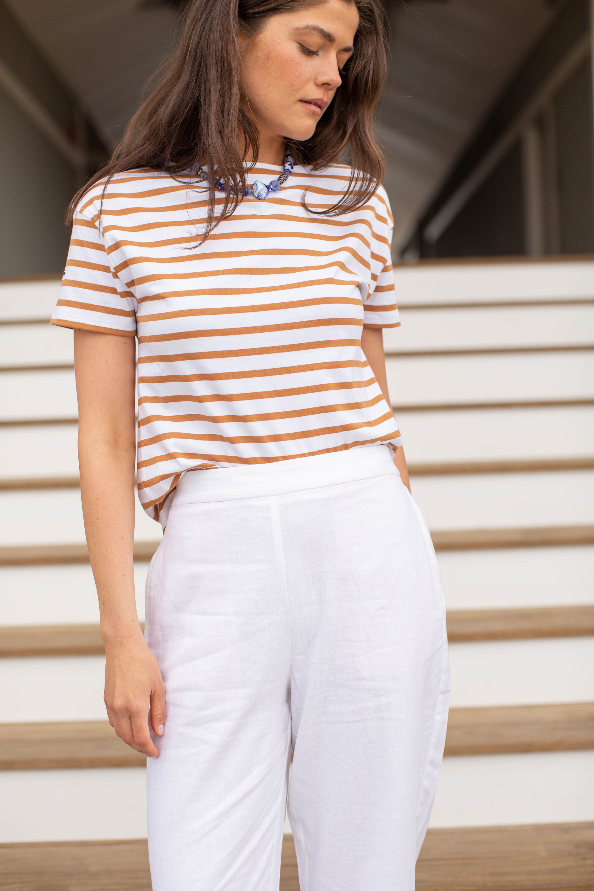 Short Sleeve Mariner - White/Cashew