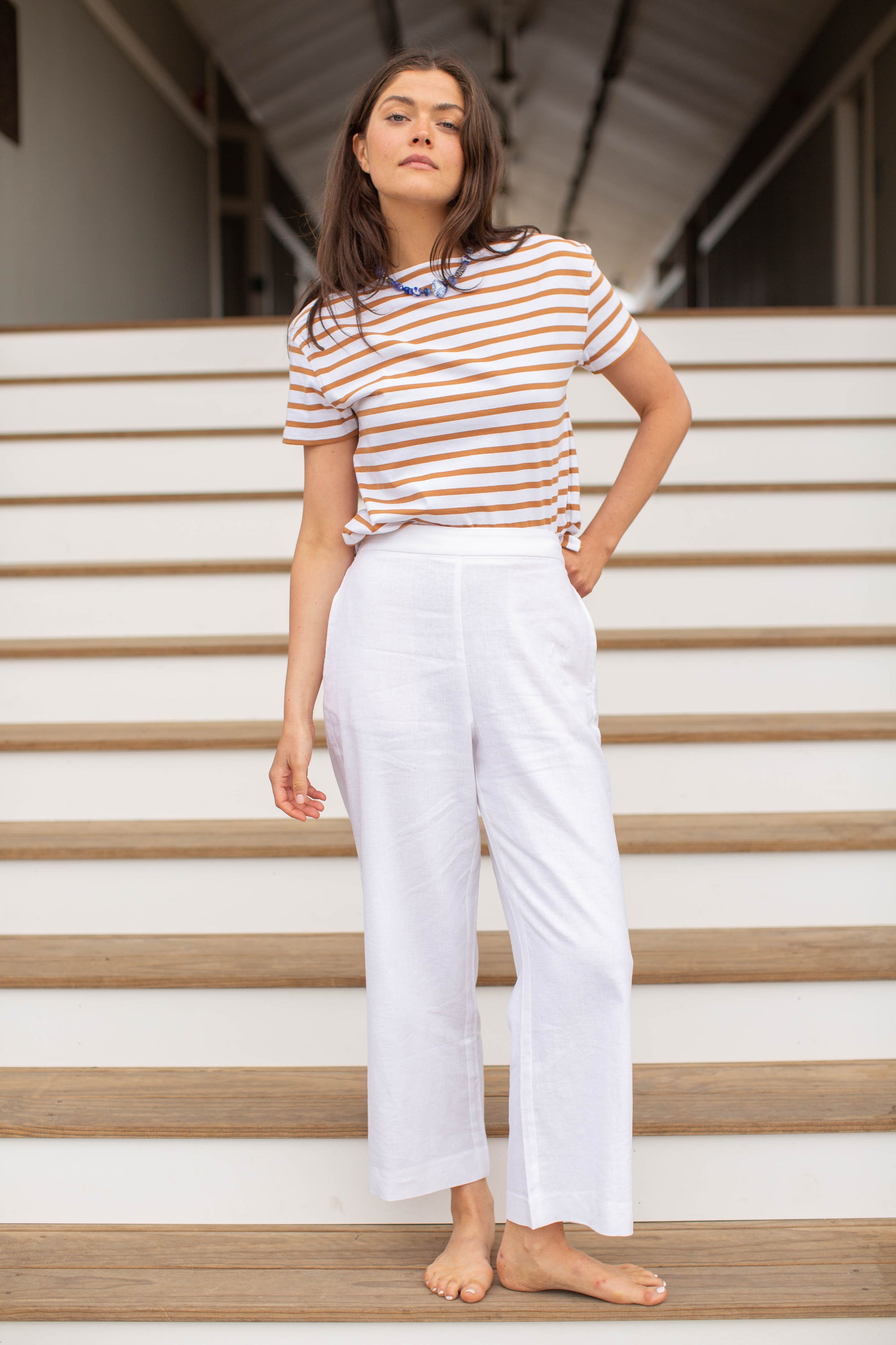 Short Sleeve Mariner - White/Cashew