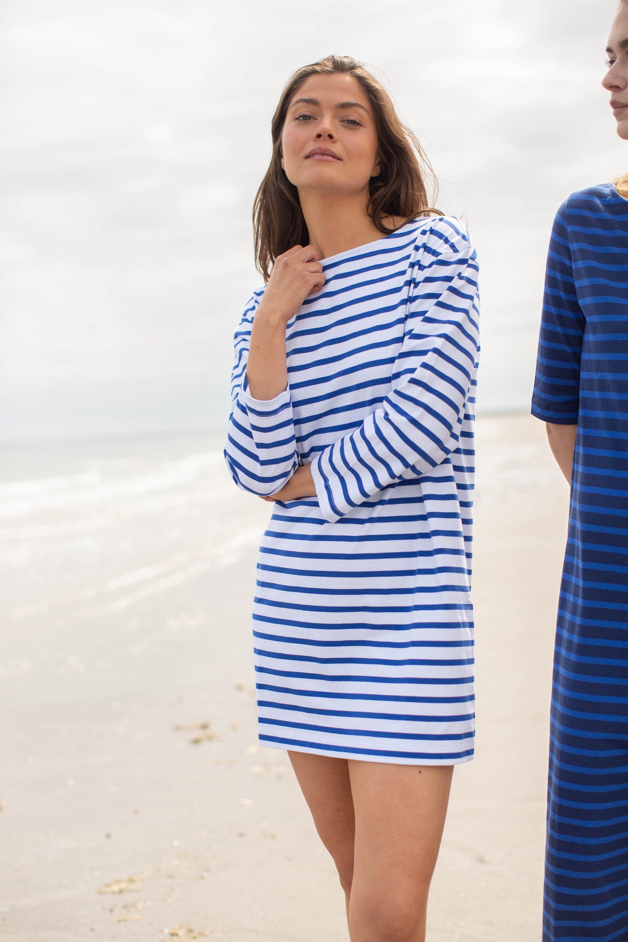 Mariner Dress - Tidal/White