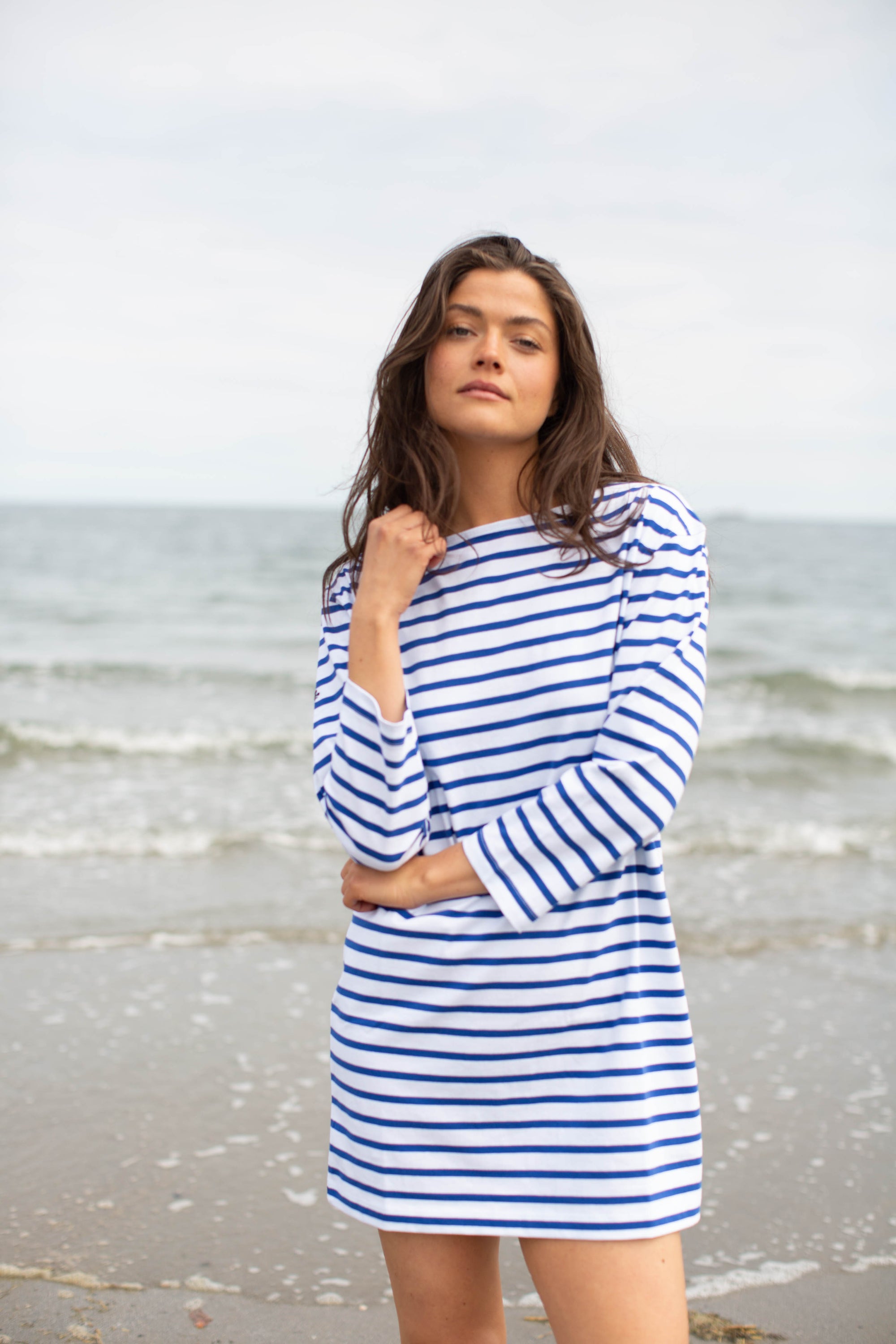 Mariner Dress - Tidal/White