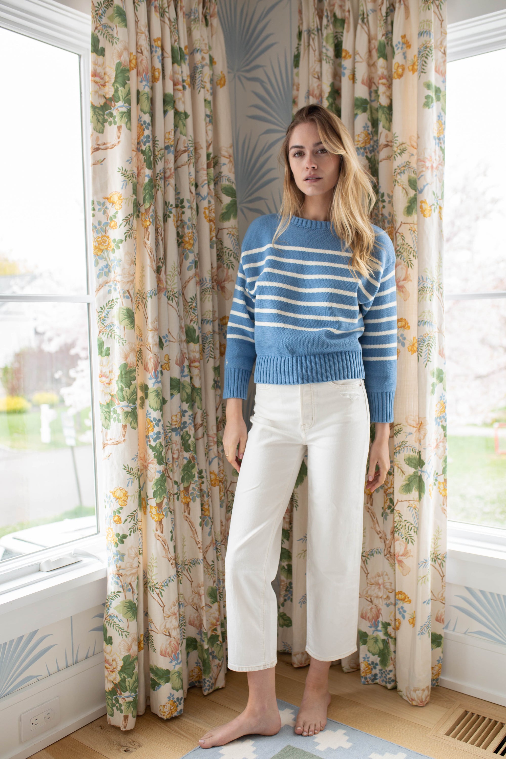 Lake Sweater - Atlantic Blue/Ivory Stripe