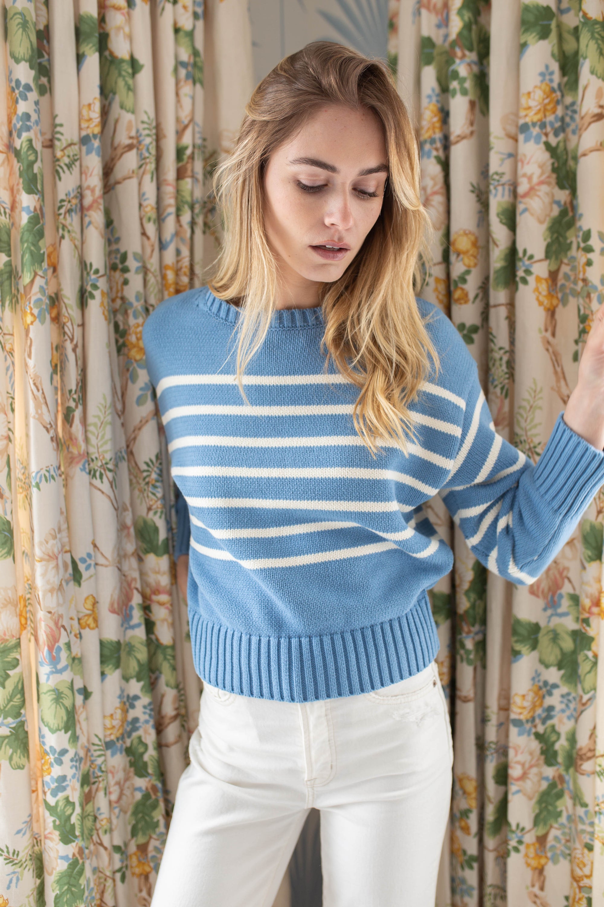 Lake Sweater - Atlantic Blue/Ivory Stripe