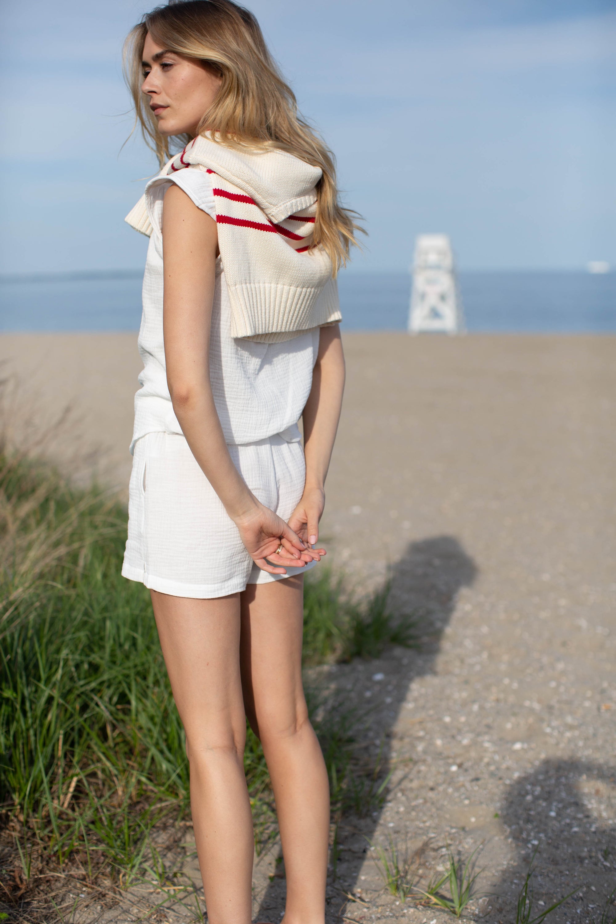 Ava Gauze Shorts - White