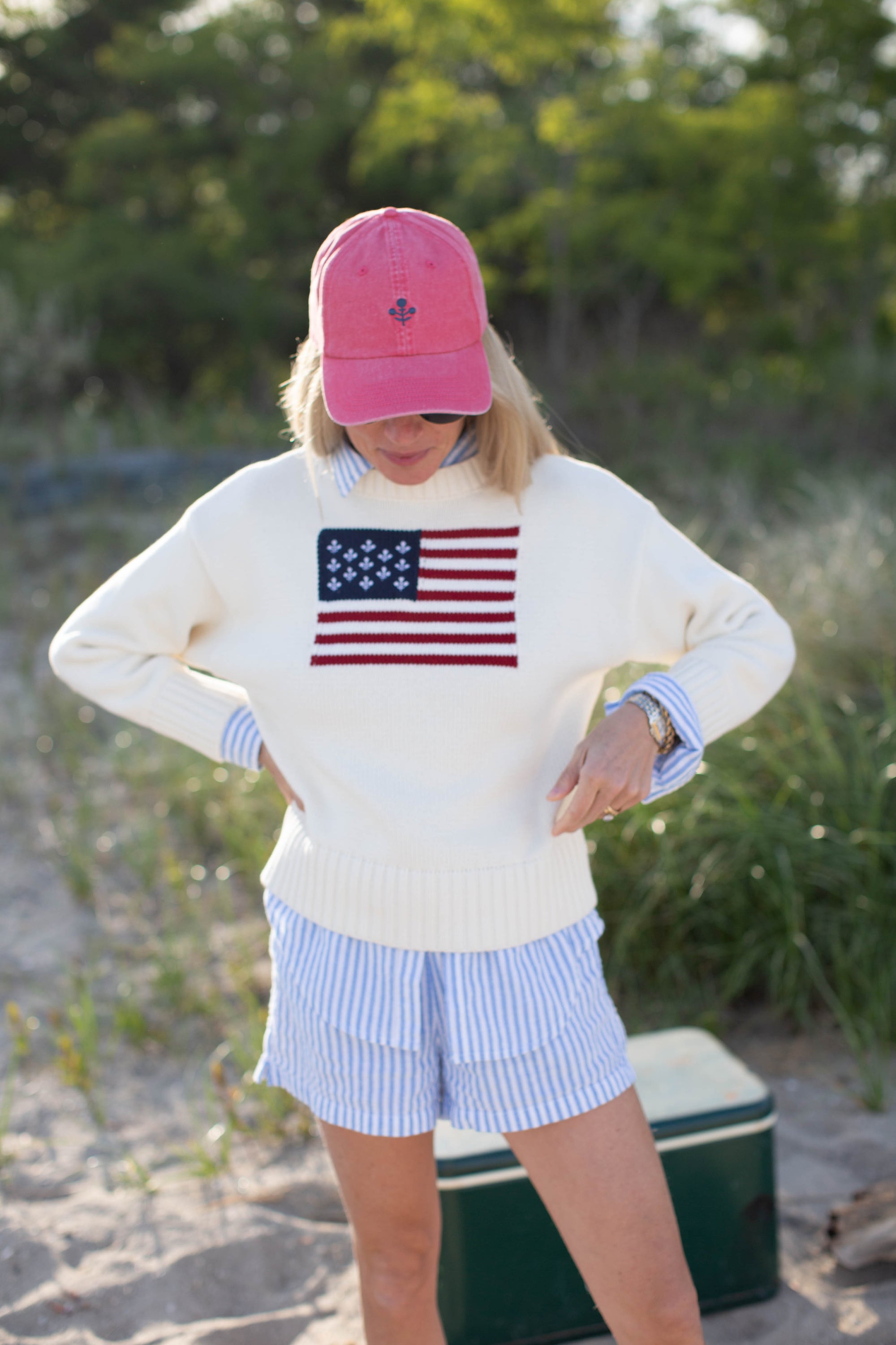 Marea Flower Baseball Hat - Nantucket Red