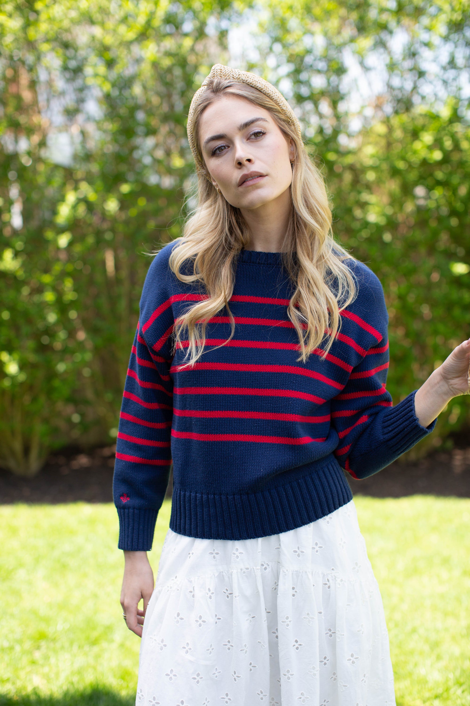 Lake Sweater - Navy/Red Stripe