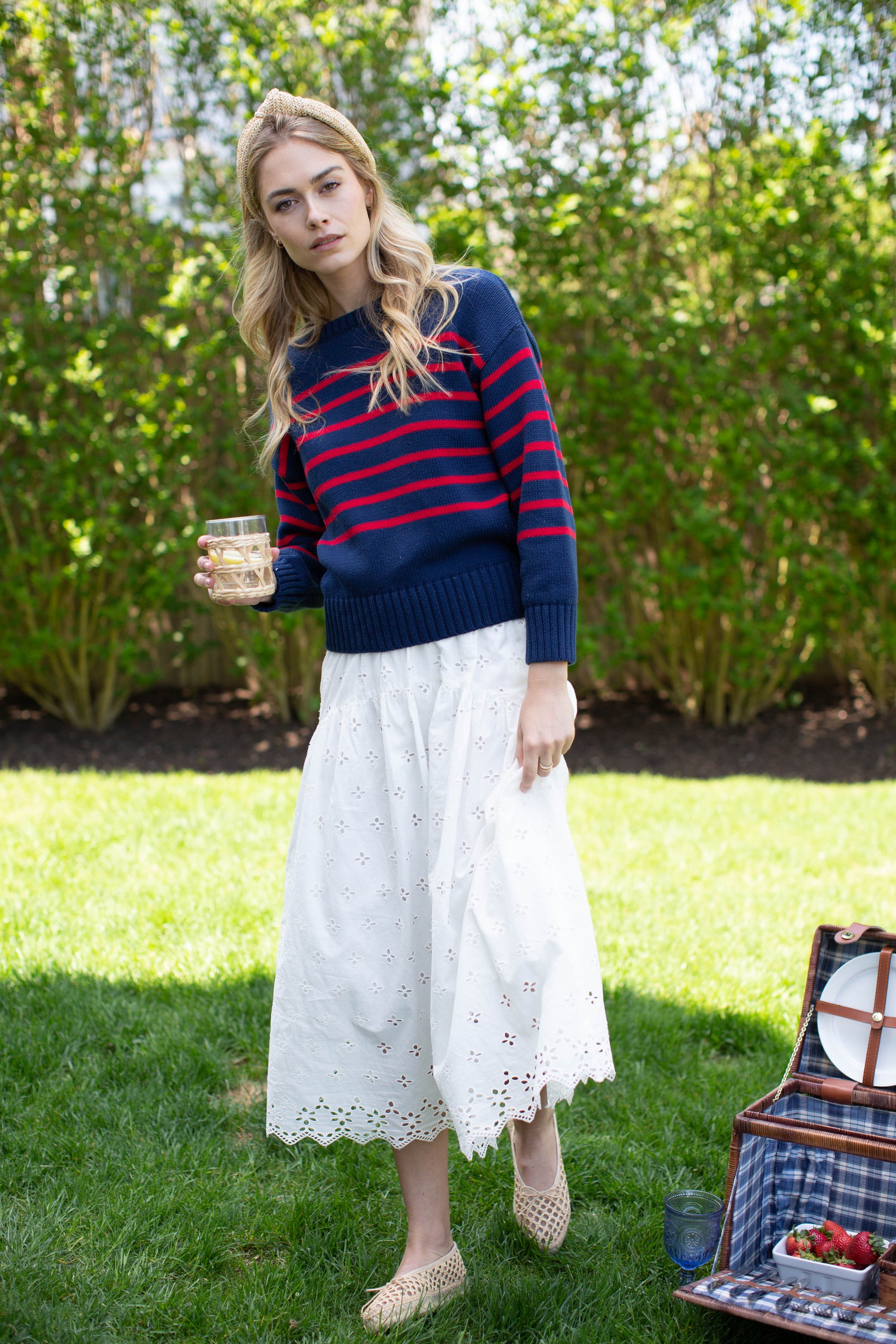 Lake Sweater - Navy/Red Stripe