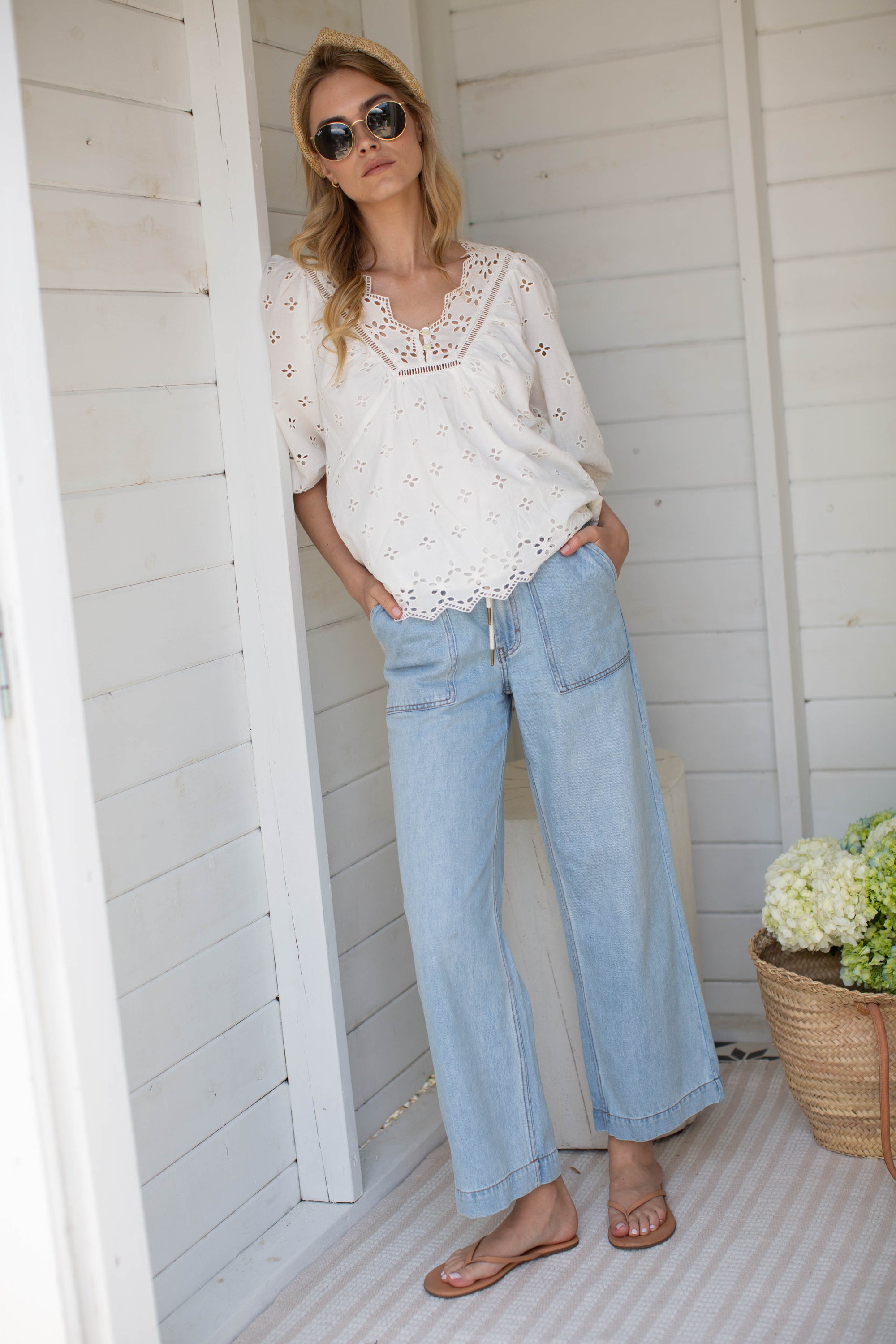 Eloise Eyelet Top - White